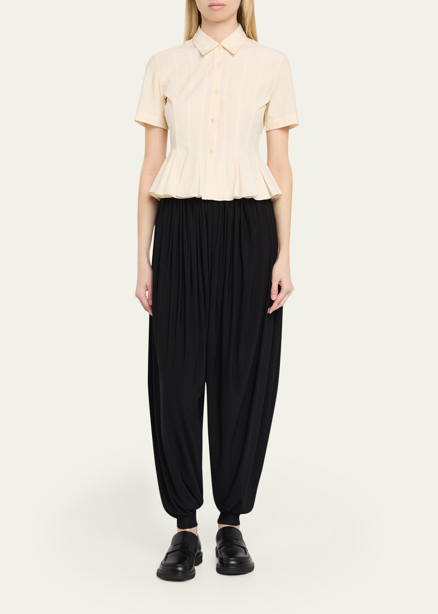 ASHLYN Lulu Pleated Peplum Button-Down Shirt - Bergdorf Goodman