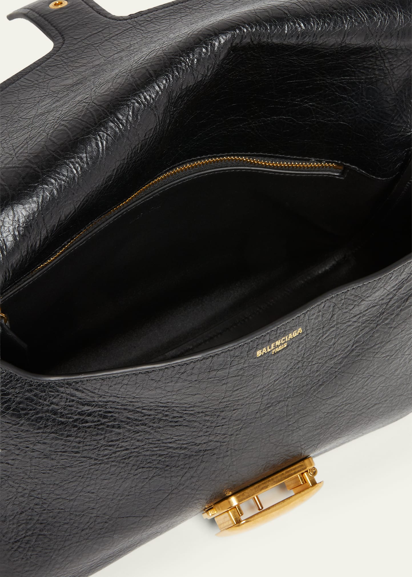 希少　BALENCIAGA ACE ブラック ボストンバッグ　ゴールド金具 Balenciaga Clicca B-Buckle Leather Shoulder Bag - Bergdorf Goodman