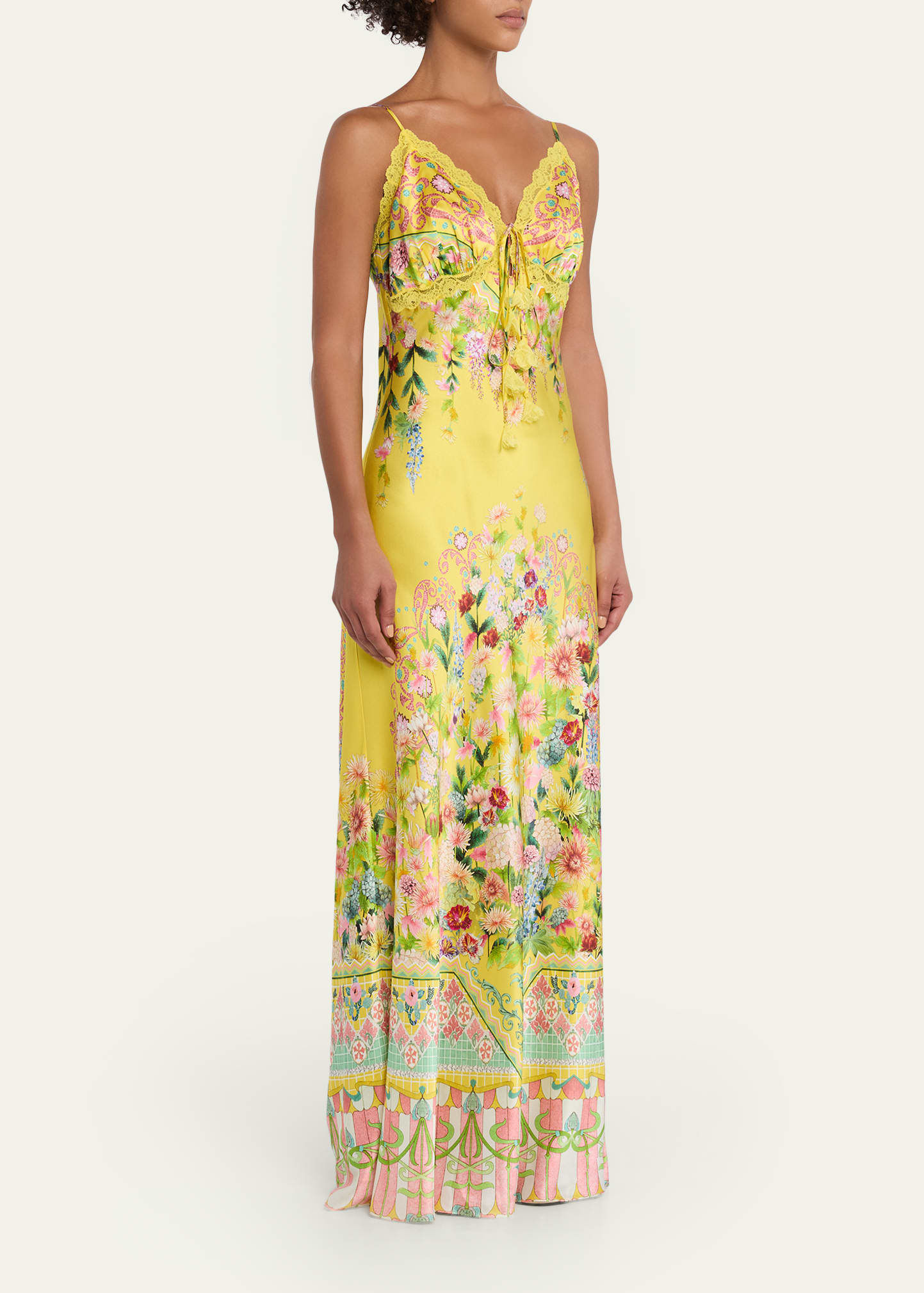 Camilla Lady Limonada Bias Slip Dress with Lace Edge Detail