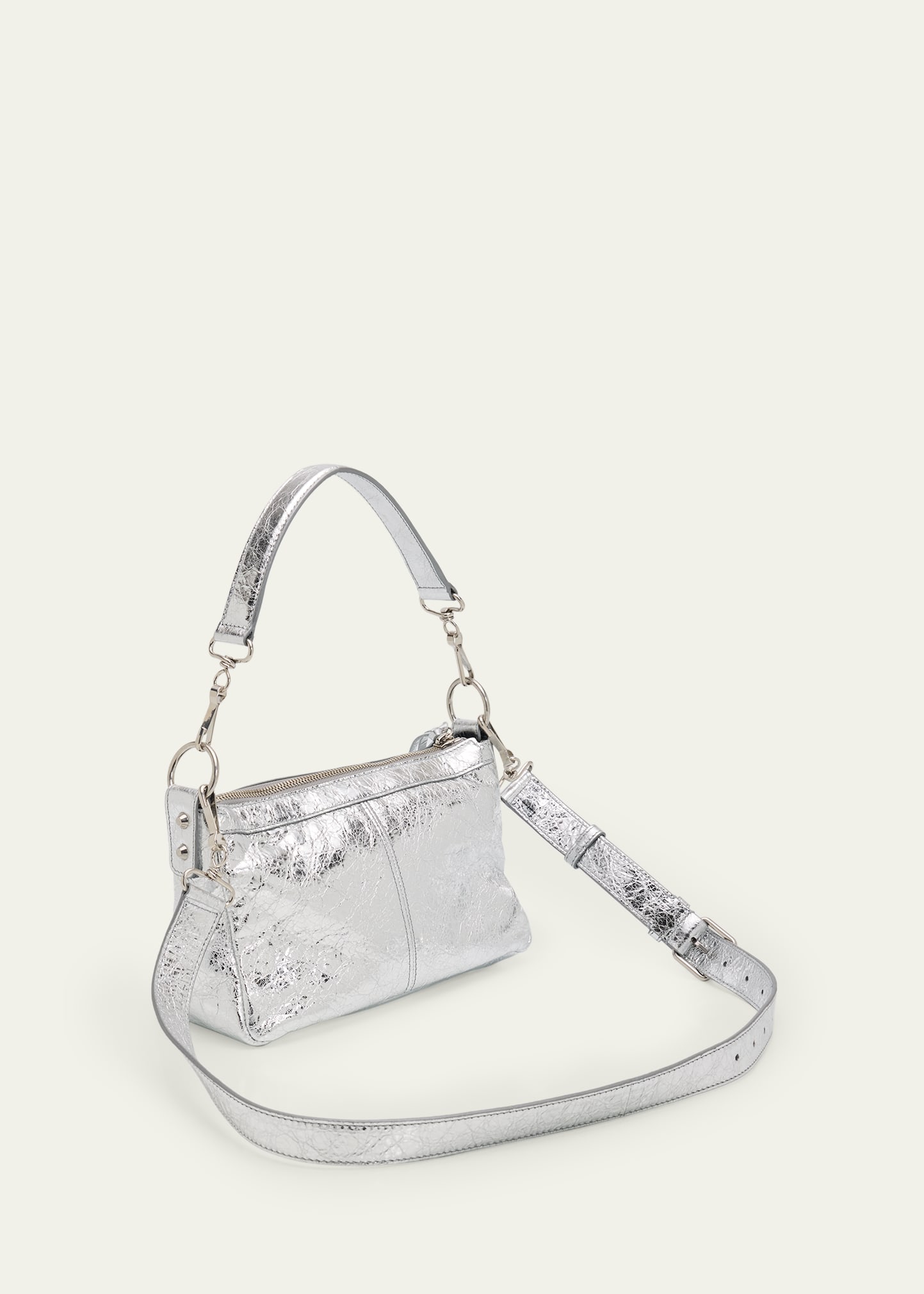 Balenciaga Le City Mini Metallic Leather Moto Shoulder Bag