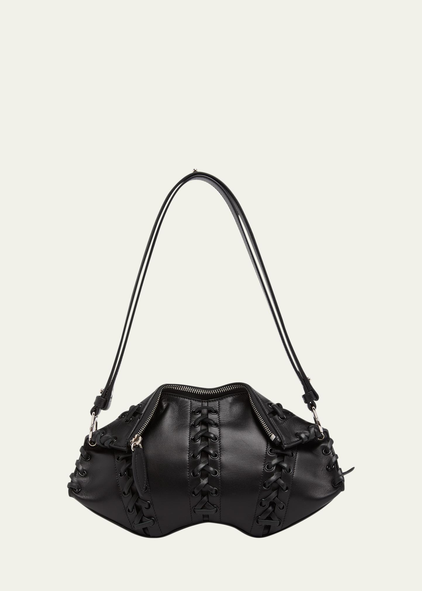 McQueen Lace-Up Corset Leather Shoulder Bag - Bergdorf Goodman