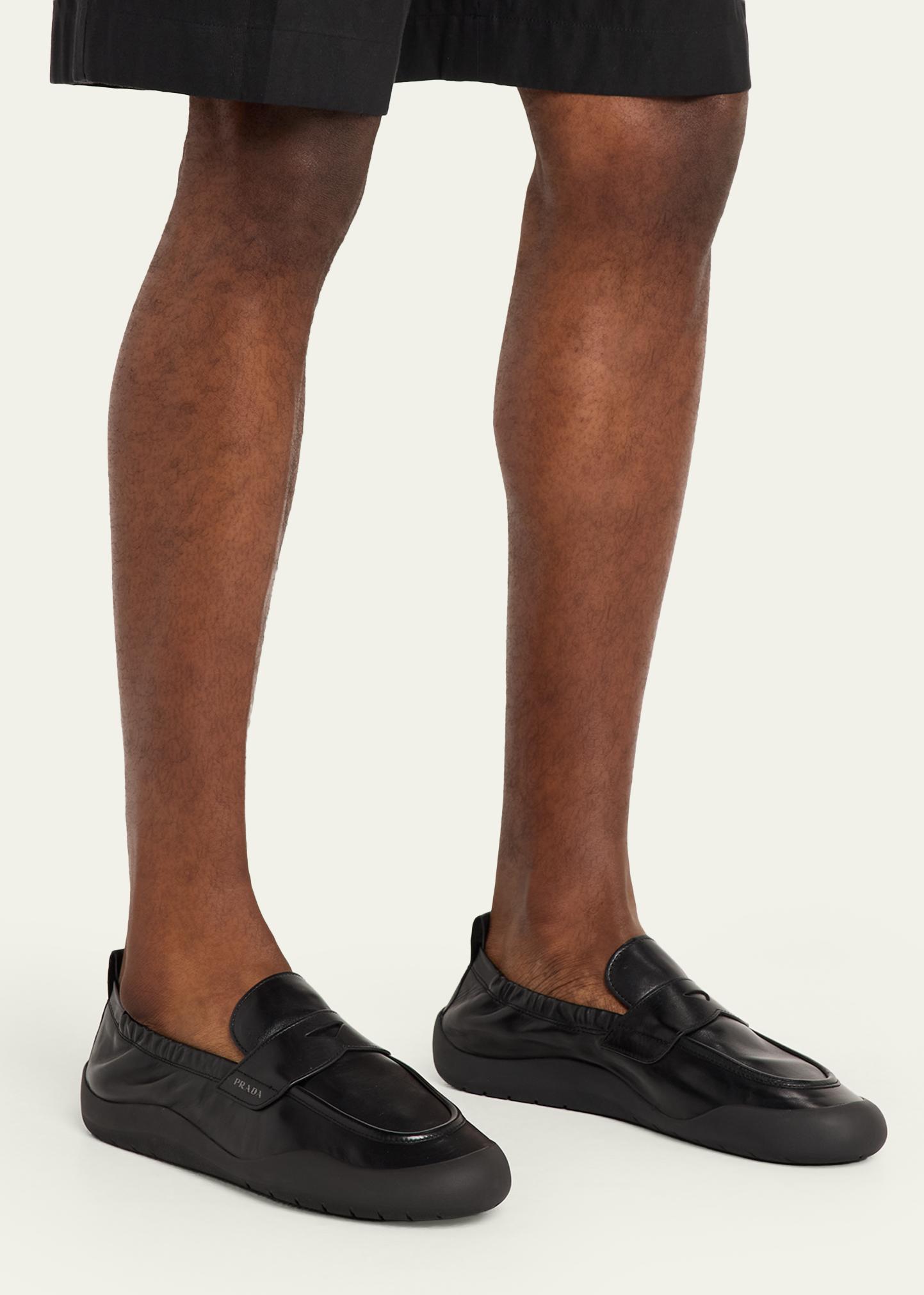 Prada Men's Speedrock Leather Rubber-Sole Penny Loafers - Bergdorf