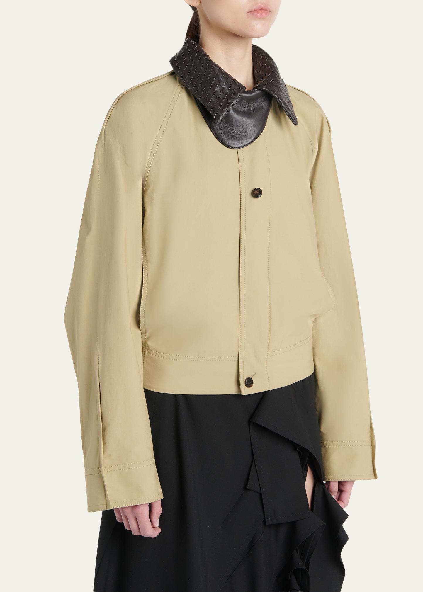 Bottega Veneta Intrecciato Collar Cotton Blouson Jacket - Bergdorf 
