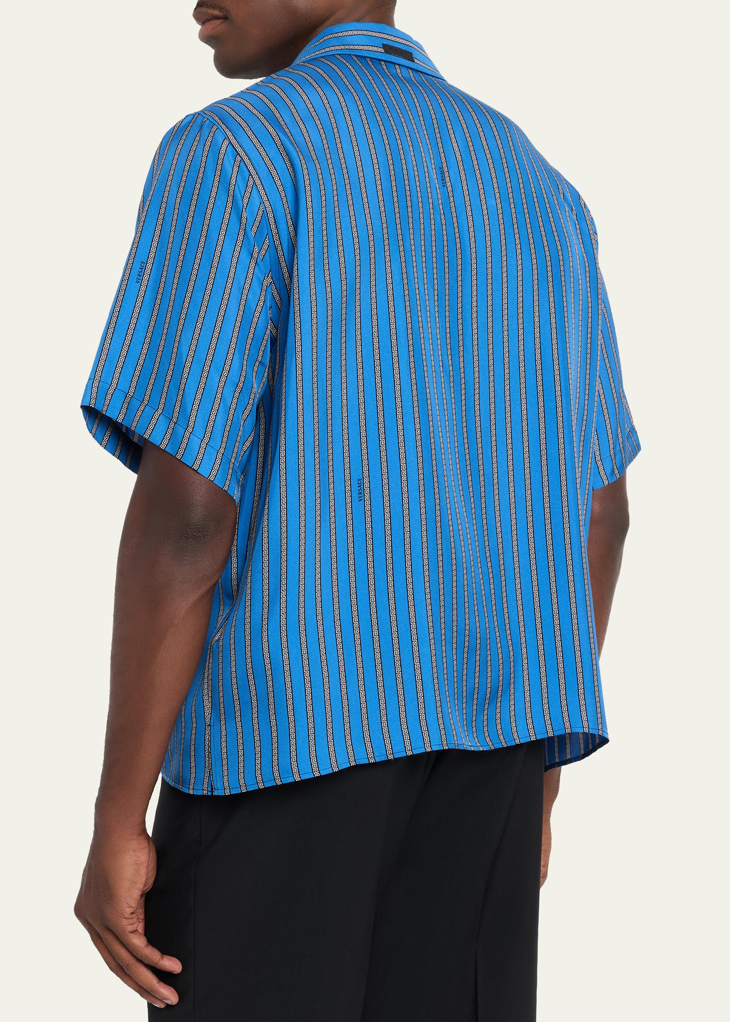 Versace Men's Meandr Print Silk Camp Shirt - Bergdorf Goodman