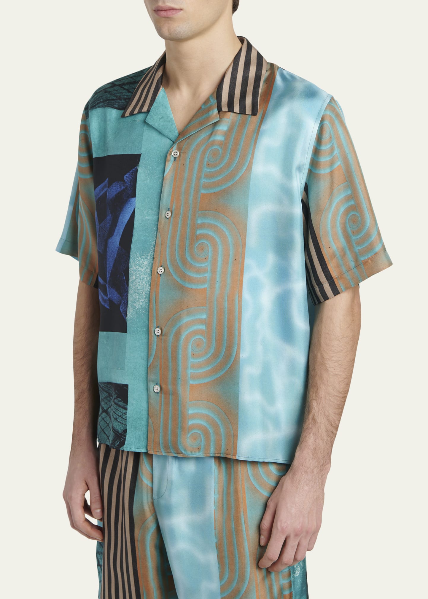 Versace Men's Silk Multi-Abstract Medusa Camp Shirt - Bergdorf Goodman