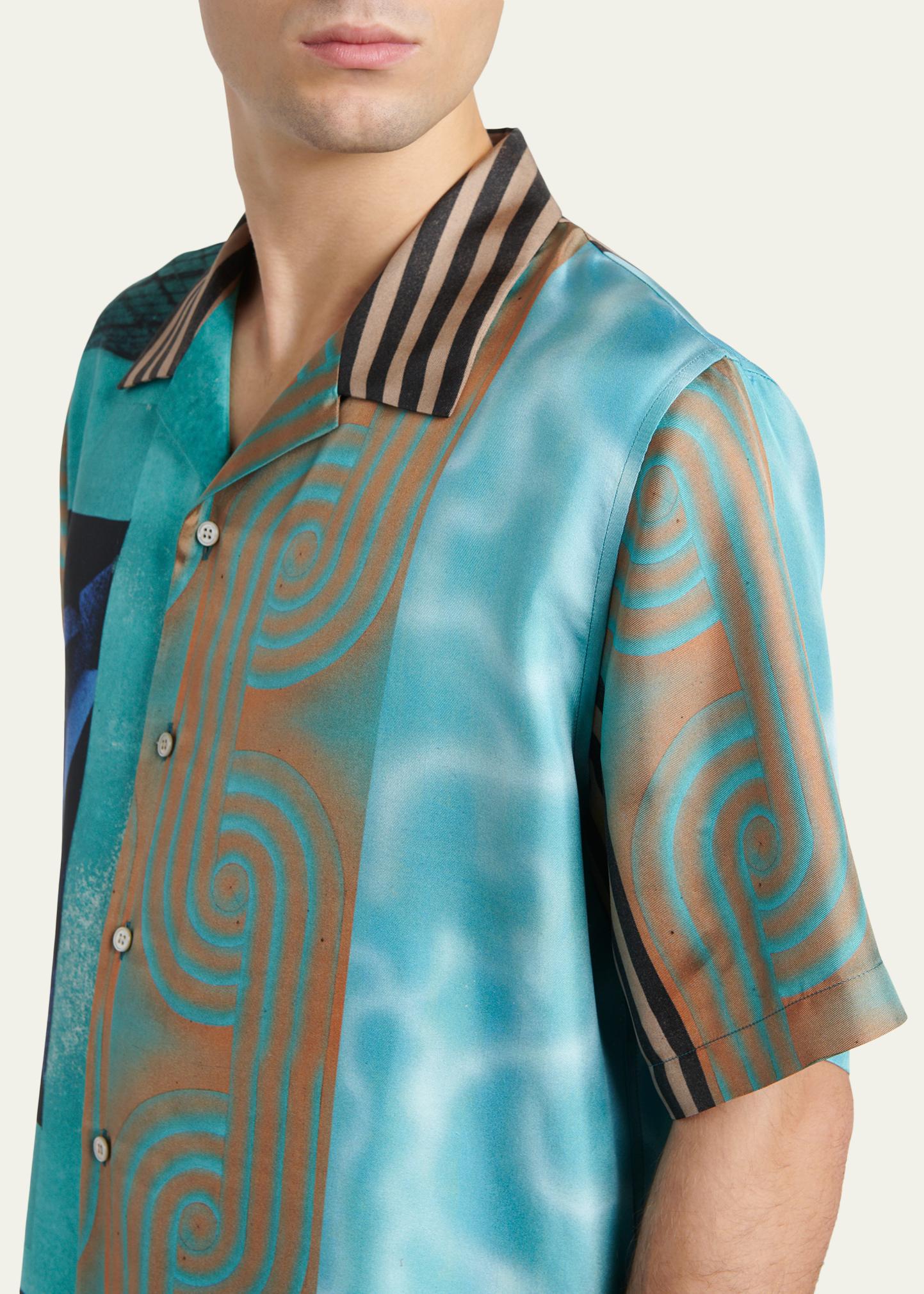 Versace Men's Silk Multi-Abstract Medusa Camp Shirt - Bergdorf Goodman