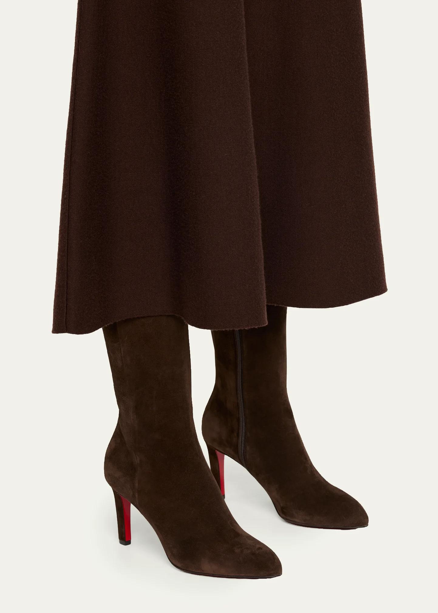 Christian Louboutin 85mm Fannylove Suede Knee-High Boots