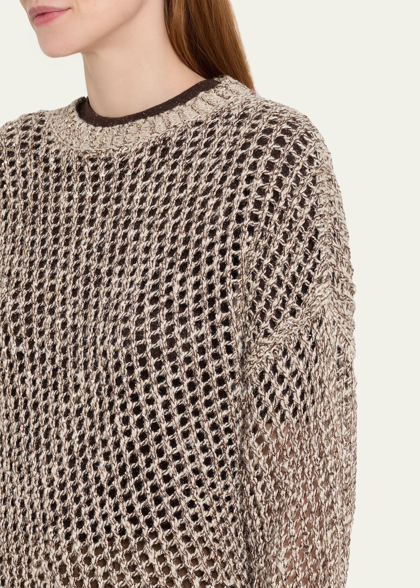 Brunello Cucinelli Net Silk-Blend Crewneck Sweater - Bergdorf Goodman