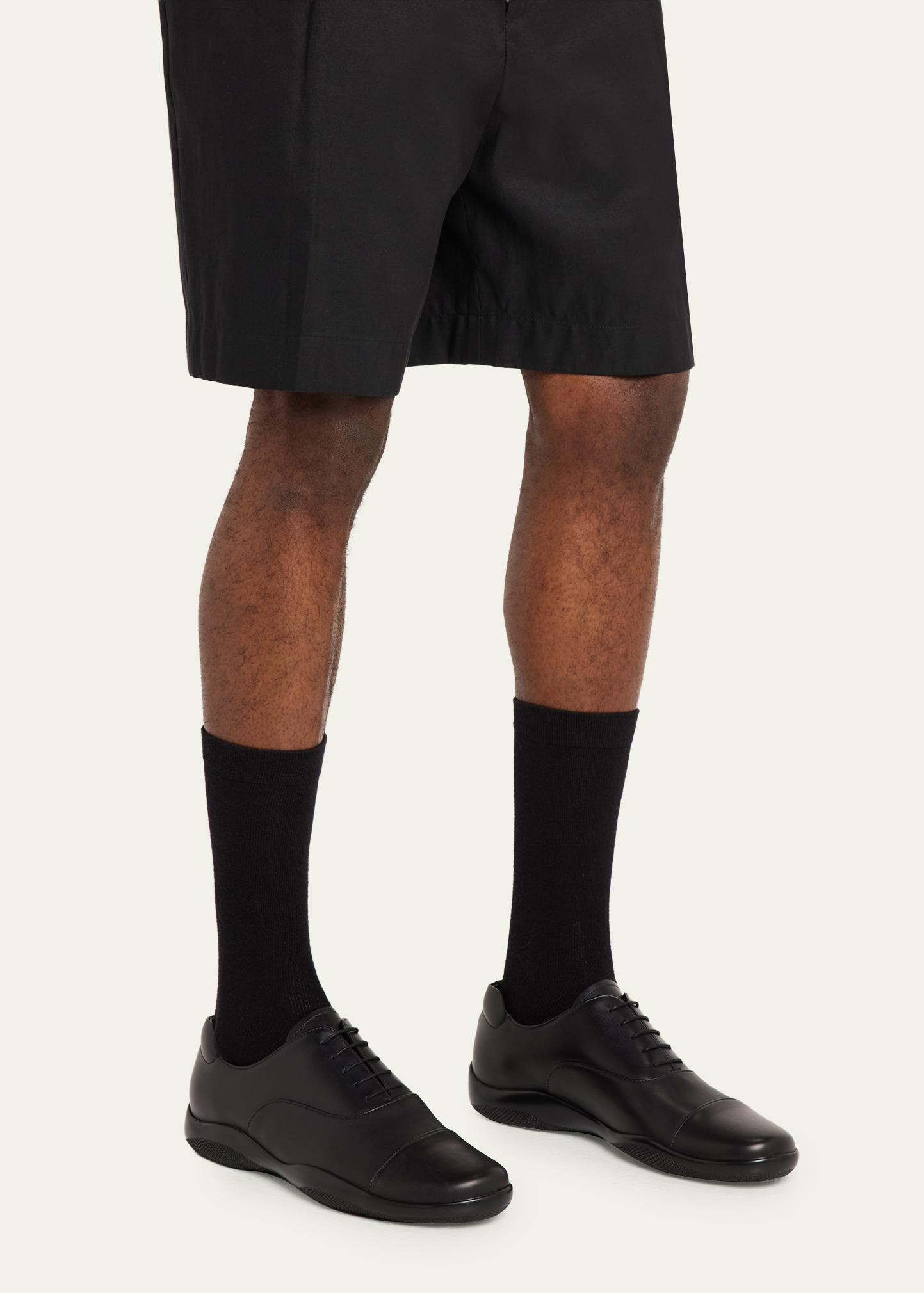 Prada Men's Toblach Leather Cap-Toe Derby Shoes - Bergdorf Goodman