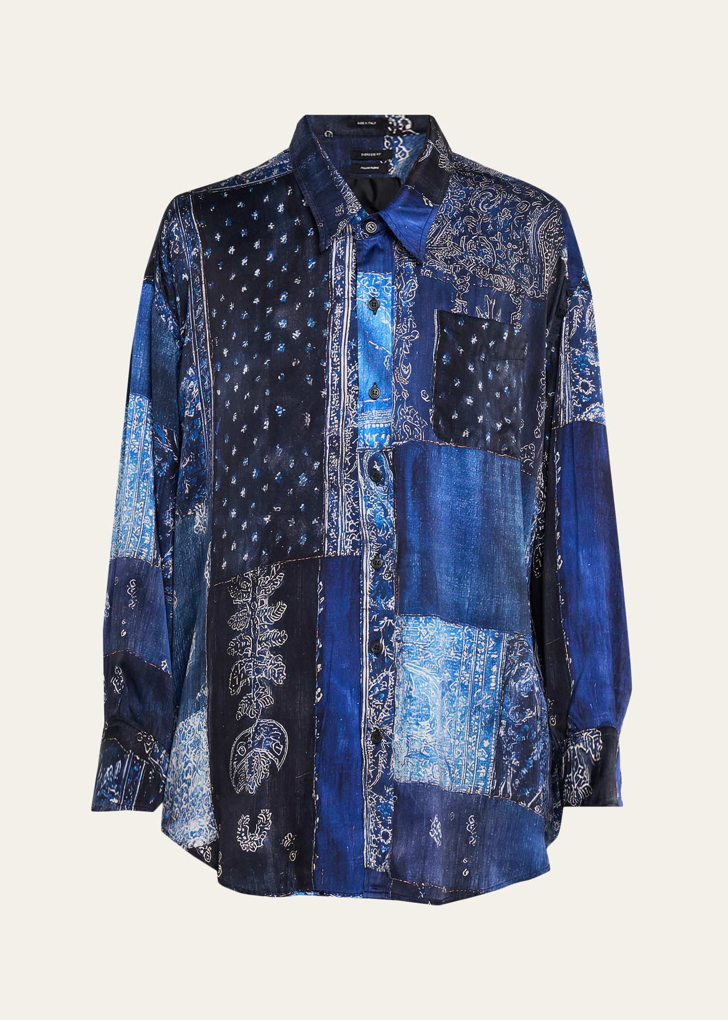 R13 Long-Sleeve Silk Patchwork Shirt - Bergdorf Goodman