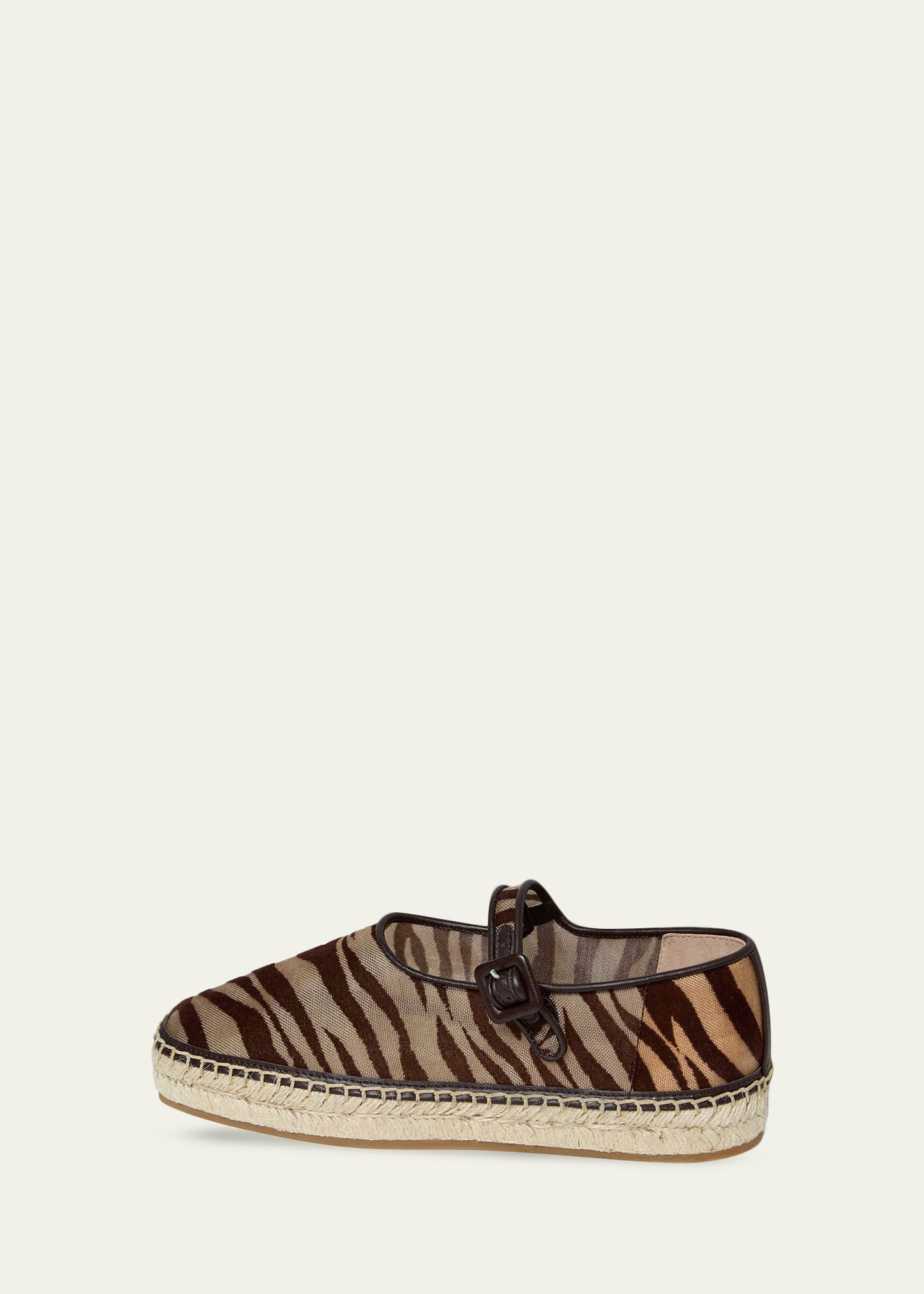 Loeffler Randall Clover Zebra-Printed Mesh Mary Jane Espadrilles