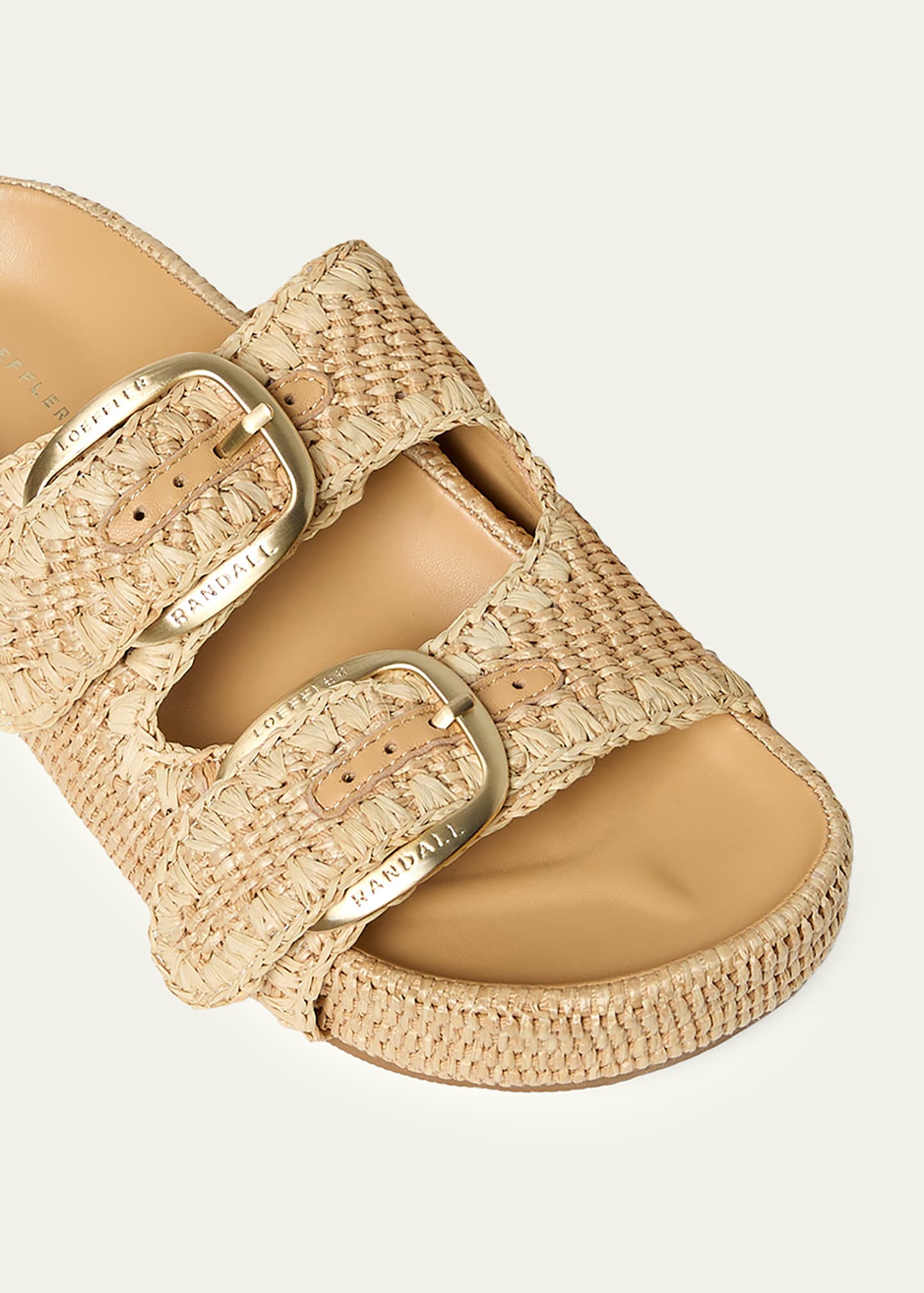Loeffler Randall Nico Natural Dual-Buckle Slide Sandals - Bergdorf