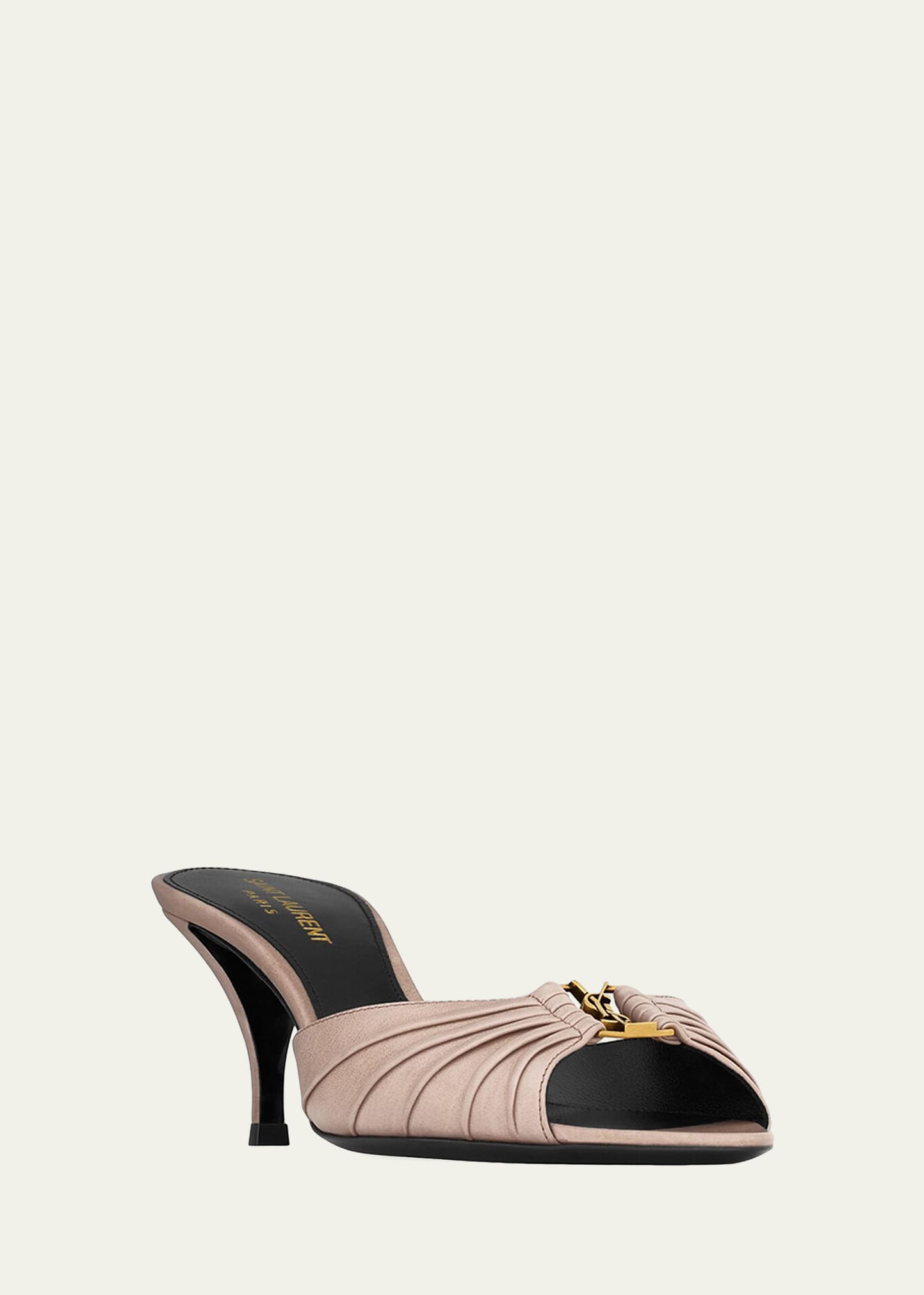 Saint Laurent 75mm Corvara YSL Leather Mule Pumps - Bergdorf Goodman