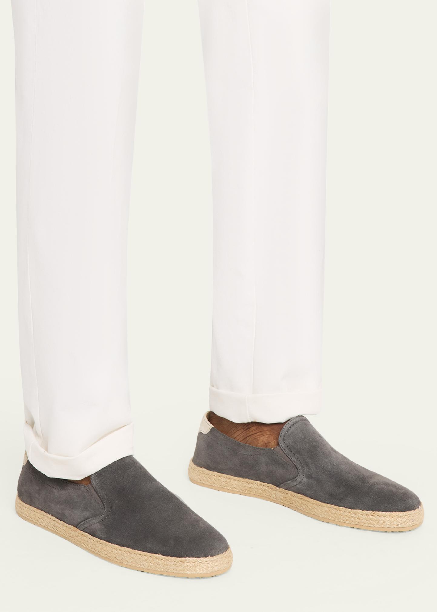 Brunello Cucinelli Suede & Raffia Espadrille, Grey Brunello Cucinelli Suede Espadrille Wedge Sandals - Bergdorf  main image 2