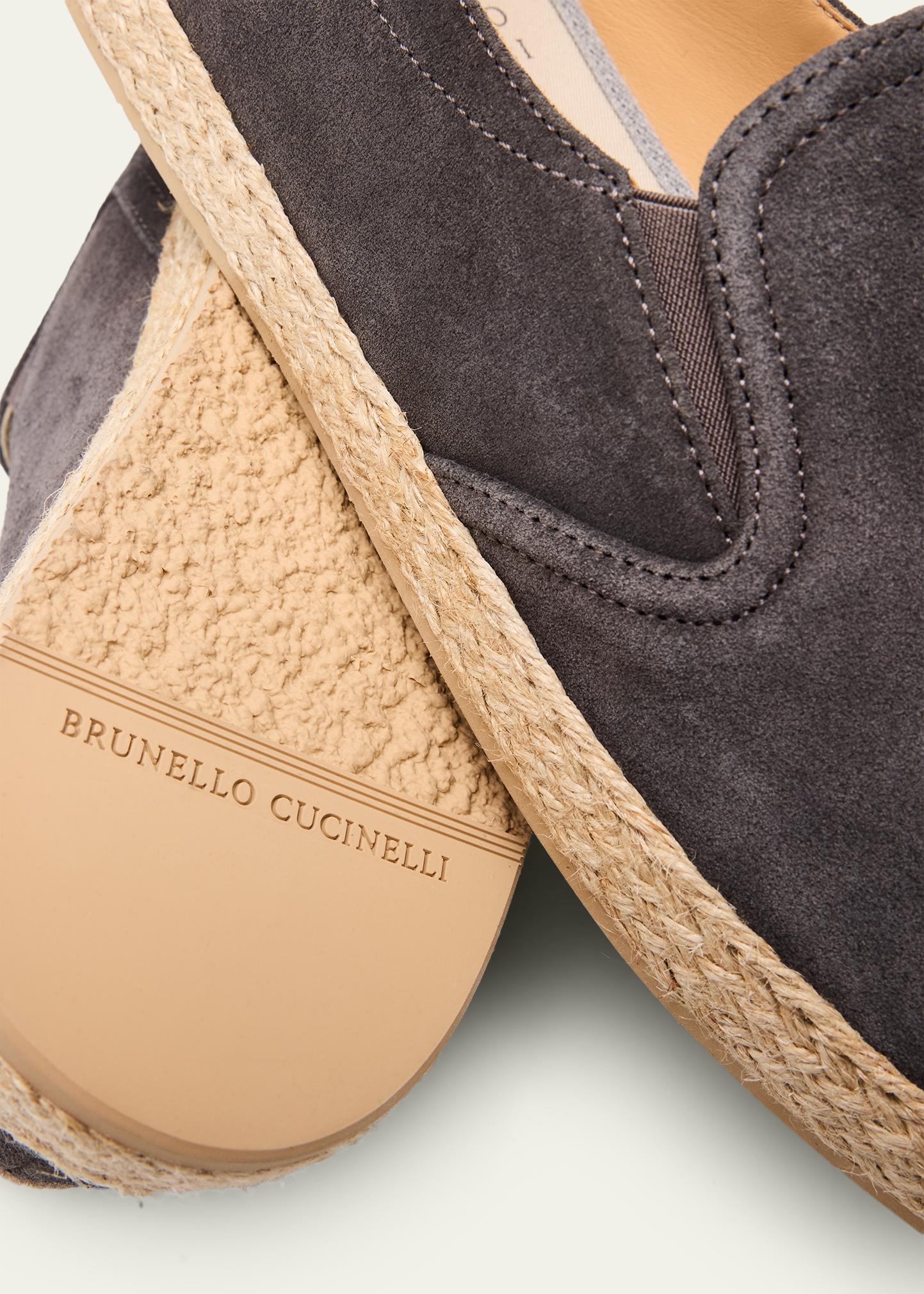 Brunello Cucinelli Men's Suede Slip-On Espadrilles - Bergdorf Goodman