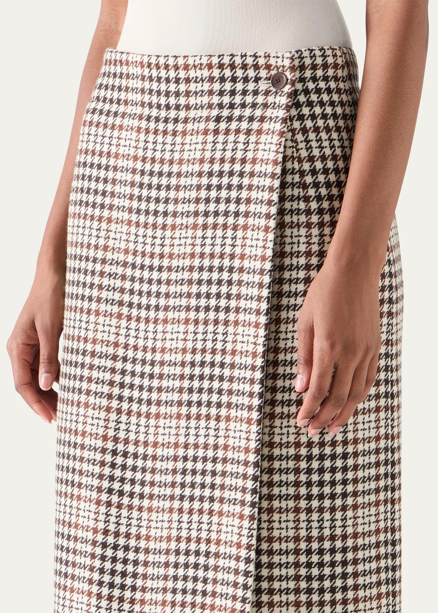 Akris punto Houndstooth Check Midi Wrap Skirt - Bergdorf Goodman