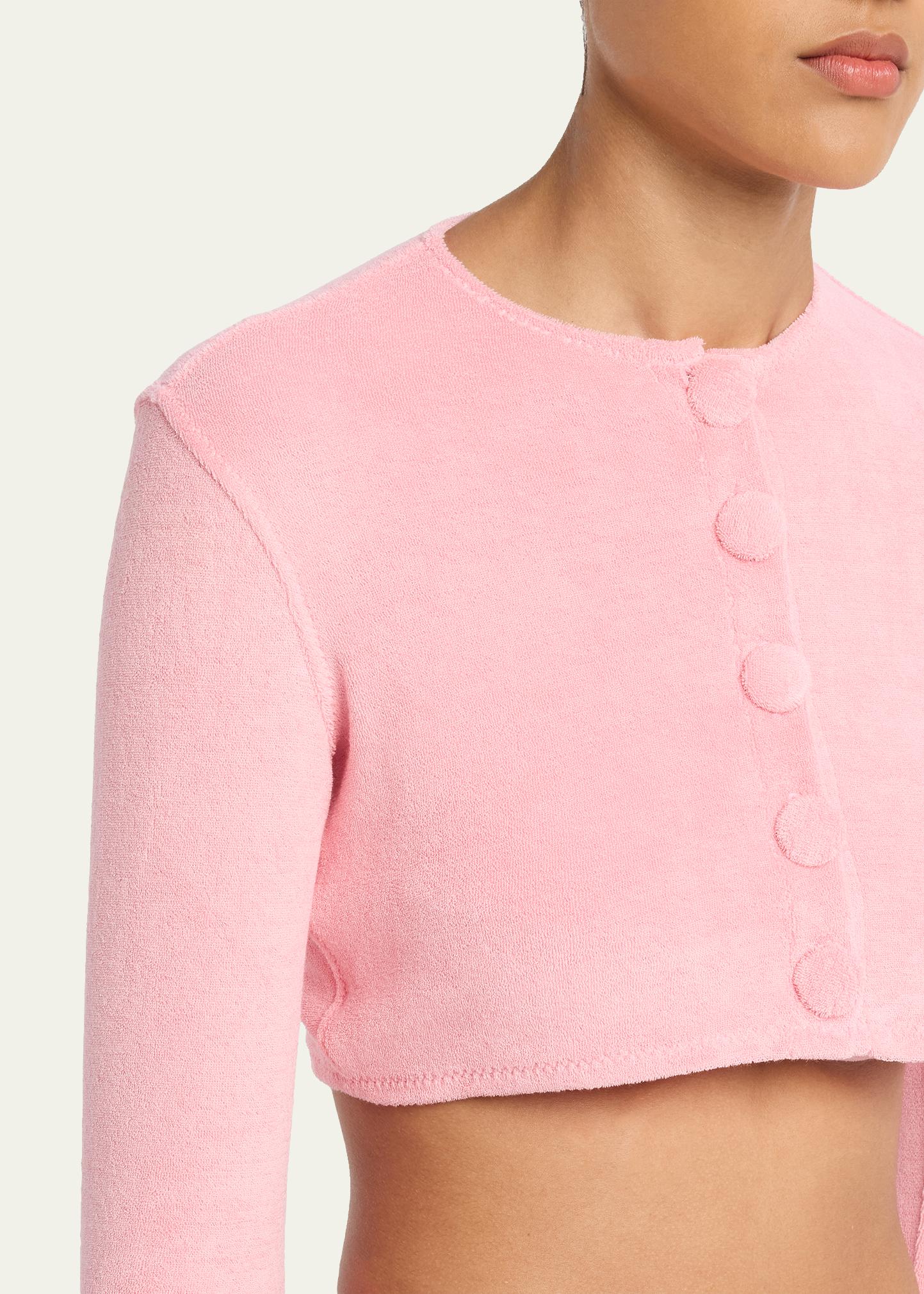 Lisa Marie Fernandez Terry Cloth Cropped Cardigan - Bergdorf Goodman