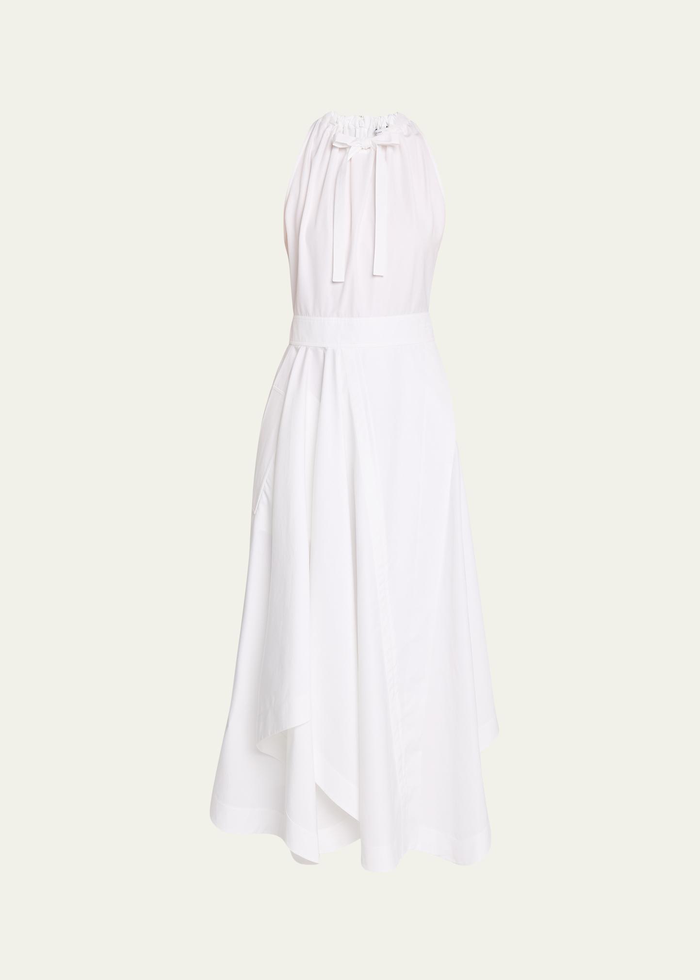 Givenchy Sleeveless Gathered Asymmetric Cotton Midi Dress