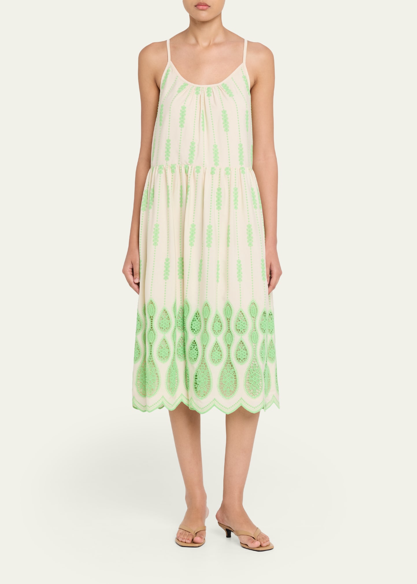 bronx and banco sabrina embroidered a line midi dress Bronx and Banco Sabrina White Midi Dress by Bronx And Banco