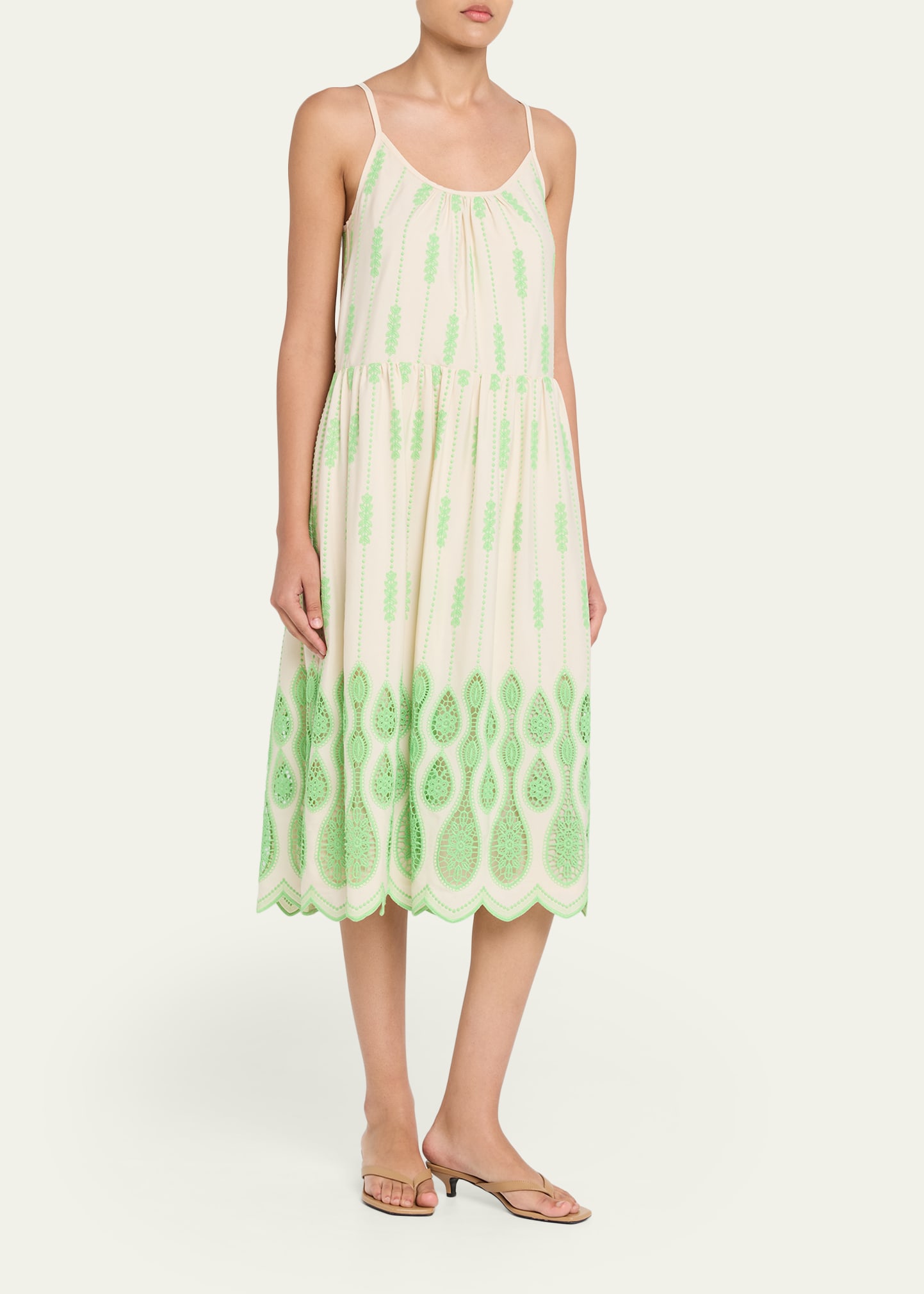 bronx and banco sabrina embroidered a line midi dress Bronx Banco Sabrina Embroidered A-Line Midi-Dress