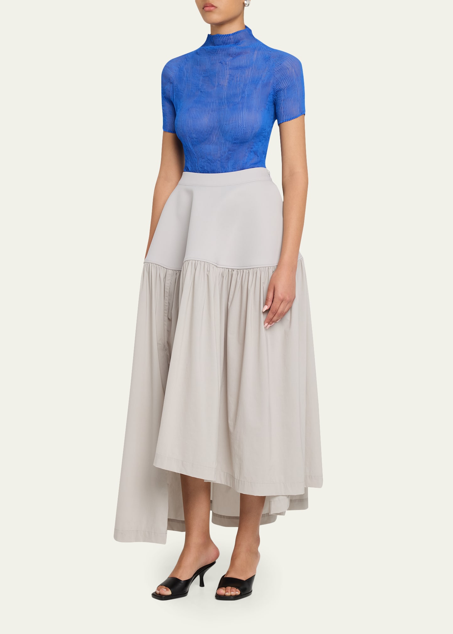 極美品✨近年 フォクシー 43957 KNIT TOP CHIFFONADE Issey Miyake Twisted Chiffon Plisse Mock-Neck Top - Bergdorf Goodman