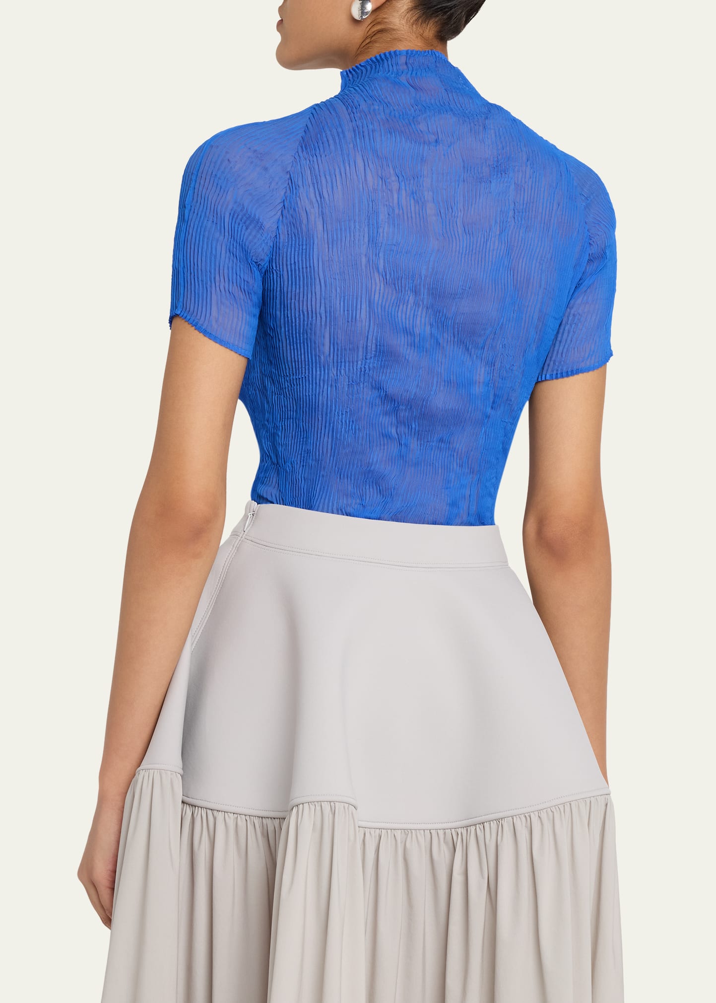 Issey Miyake Twisted Chiffon Plisse Mock-Neck Top - Bergdorf Goodman