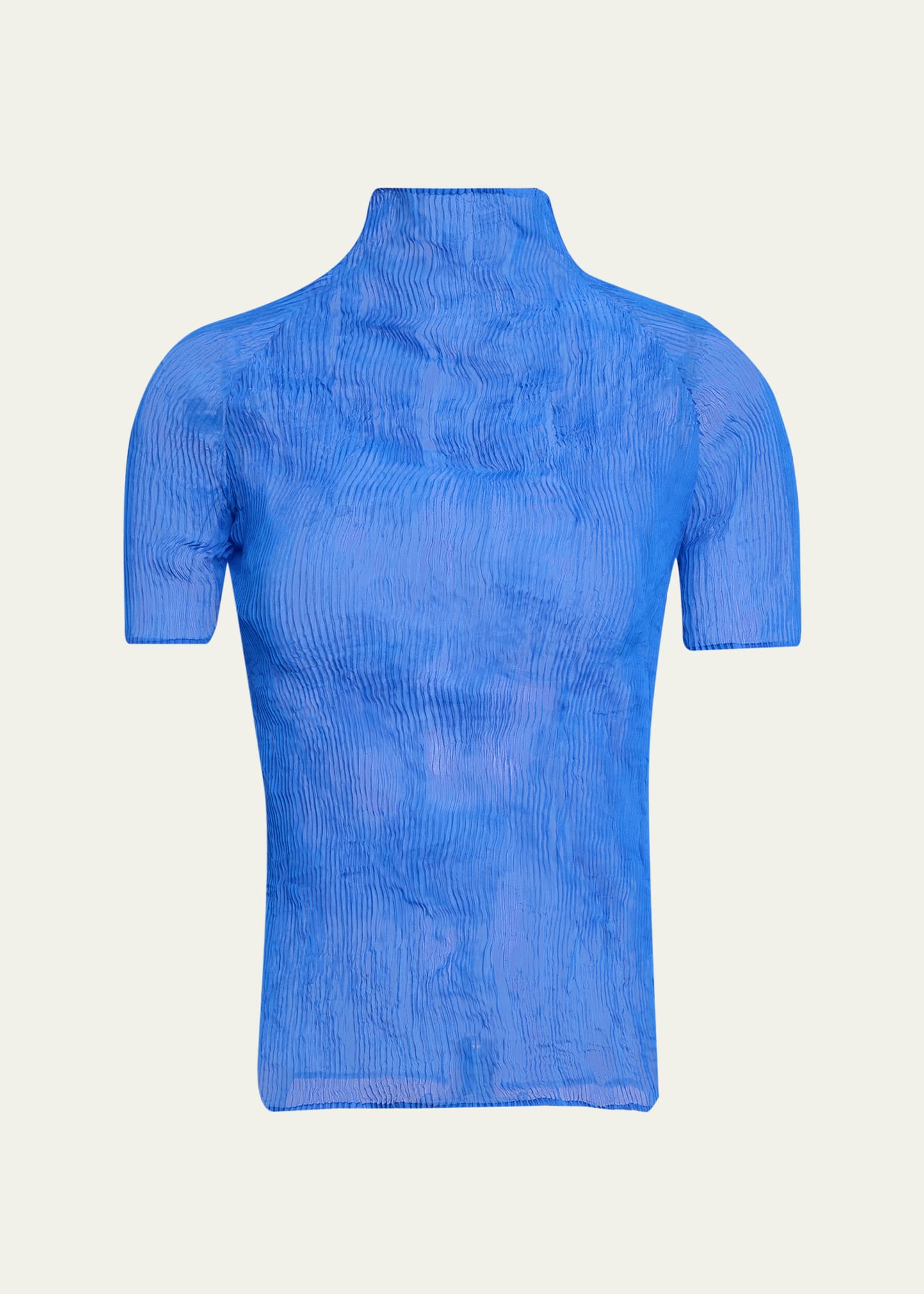 Issey Miyake Twisted Chiffon Plisse Mock-Neck Top - Bergdorf Goodman