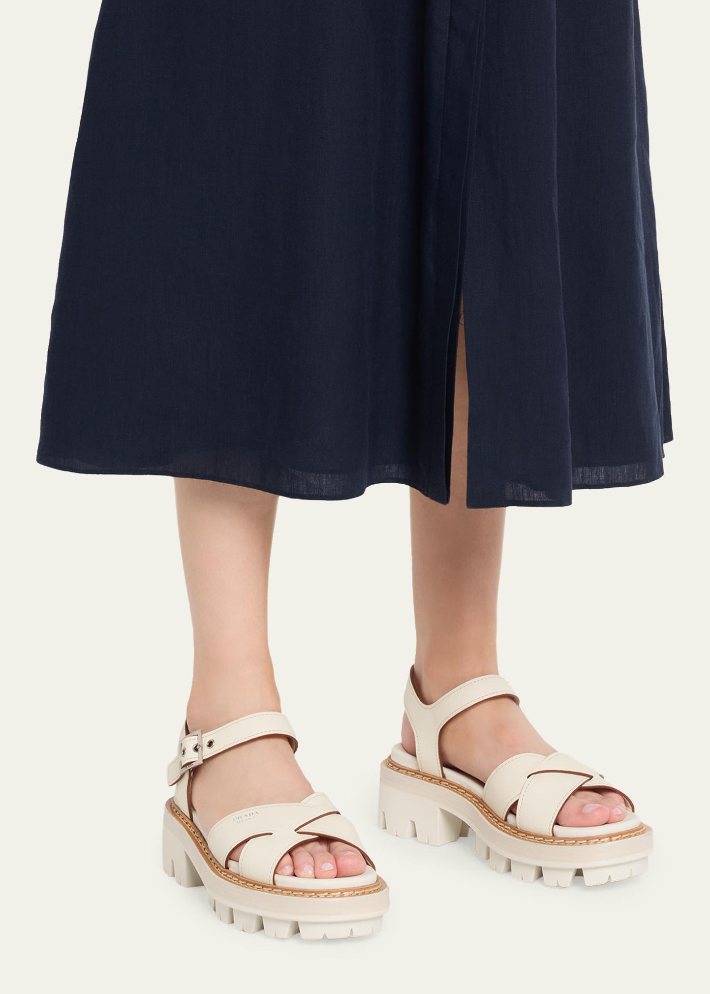 Prada 55mm Leather Platform Sandals - Bergdorf Goodman