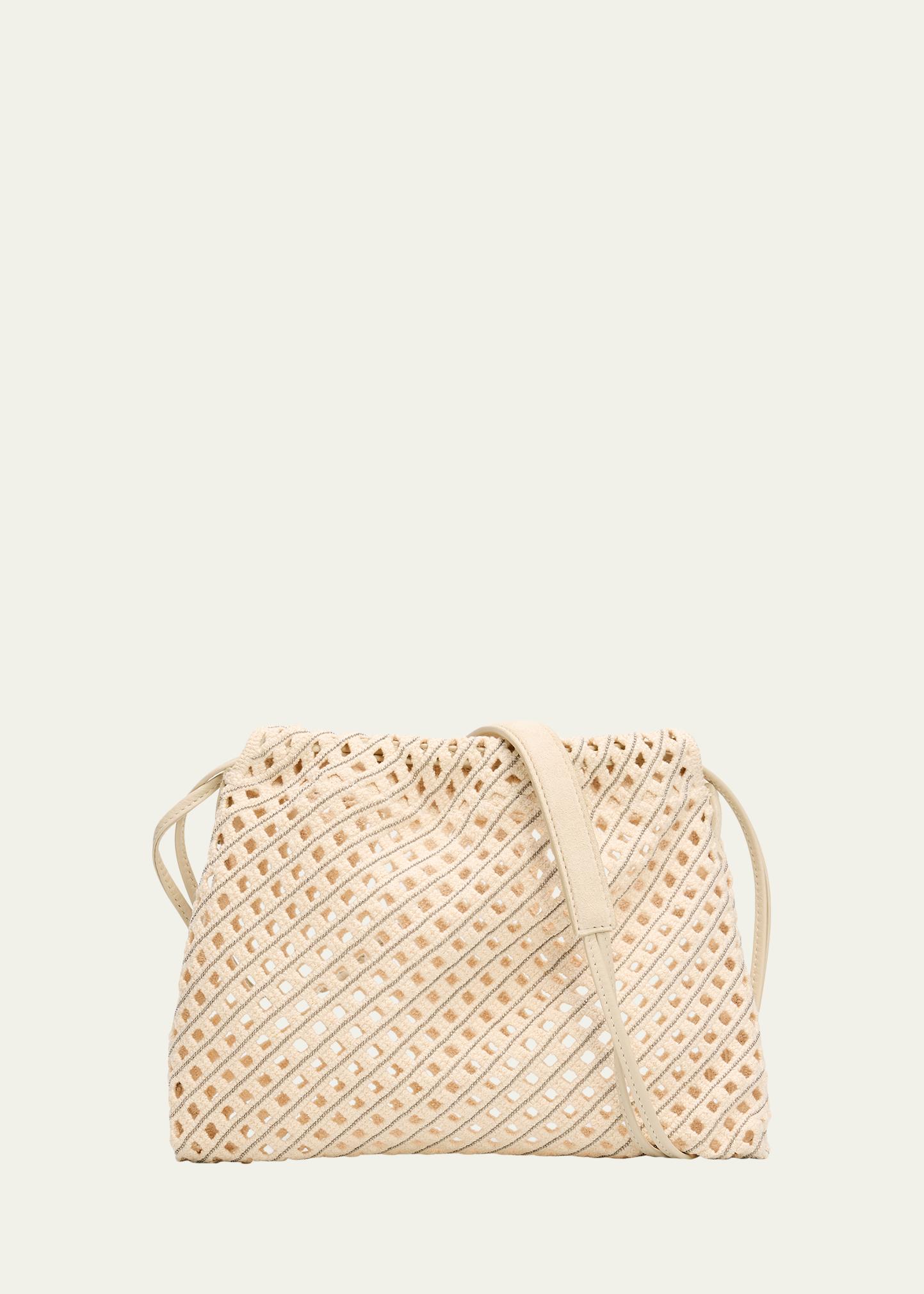 Brunello Cucinelli Seaside Openwork Monili-Trim Shoulder Bag