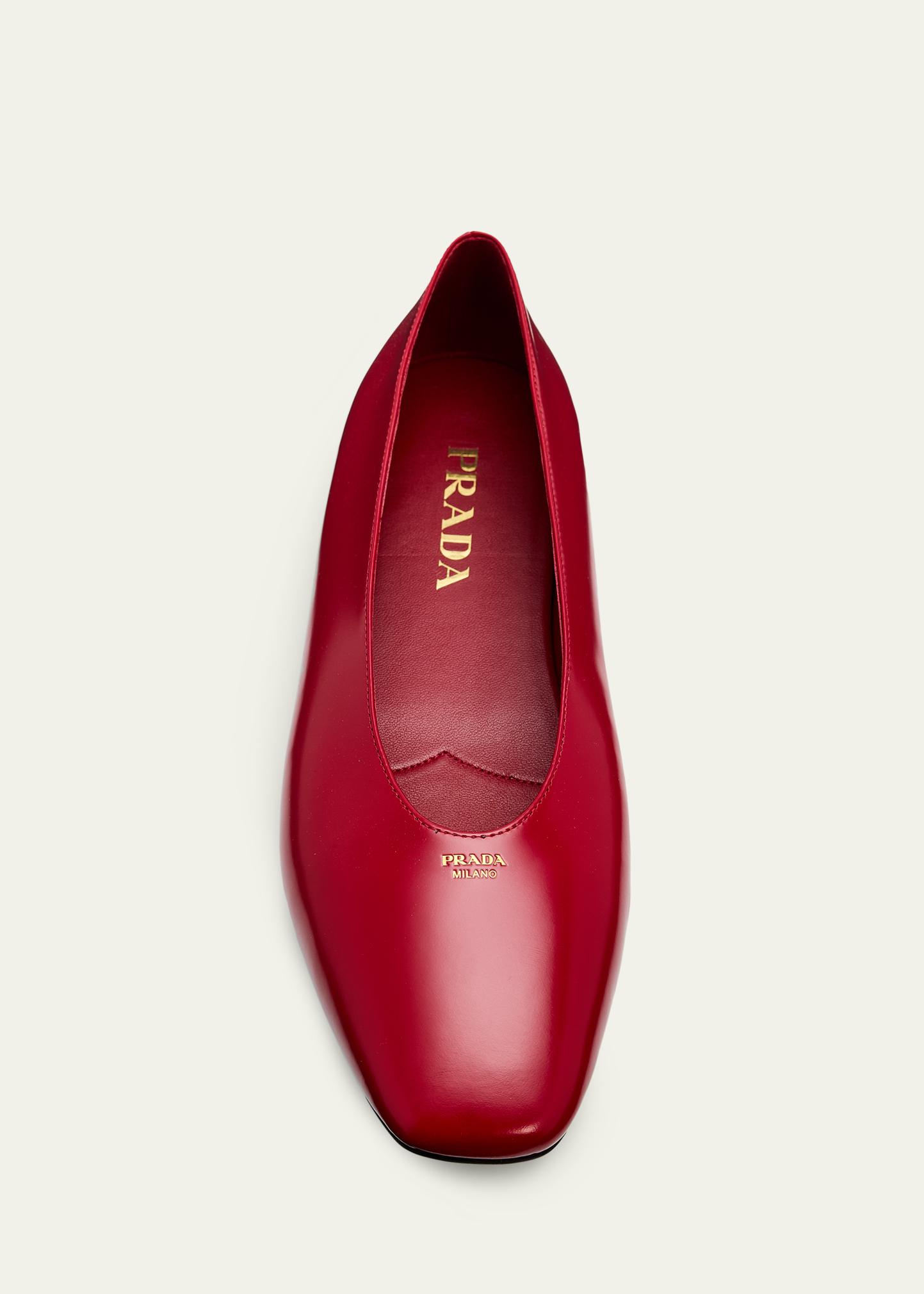Prada Brushed Leather Ballerina Flats - Bergdorf Goodman