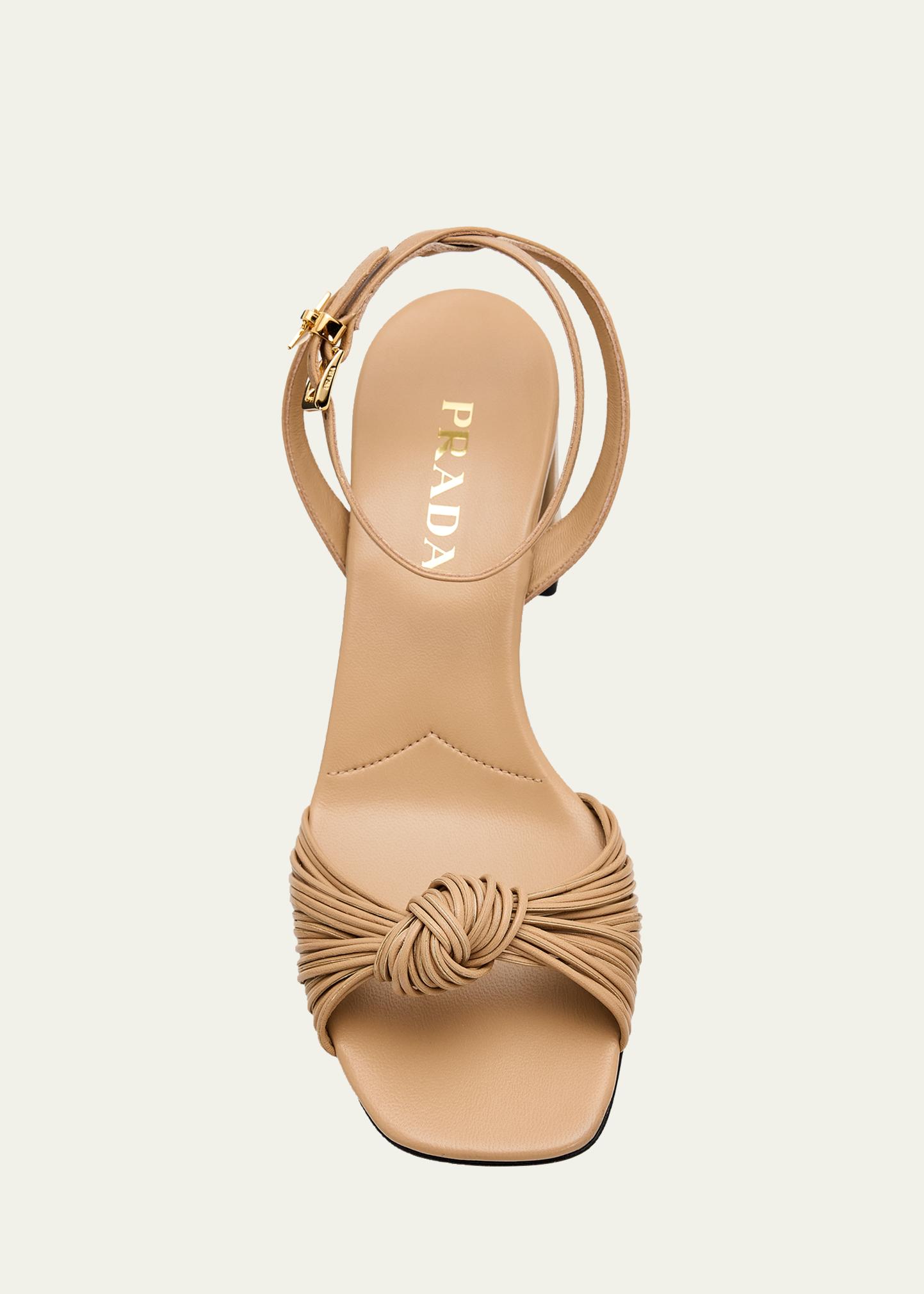 Prada 65mm Mignon Knotted Leather Sandals - Bergdorf Goodman