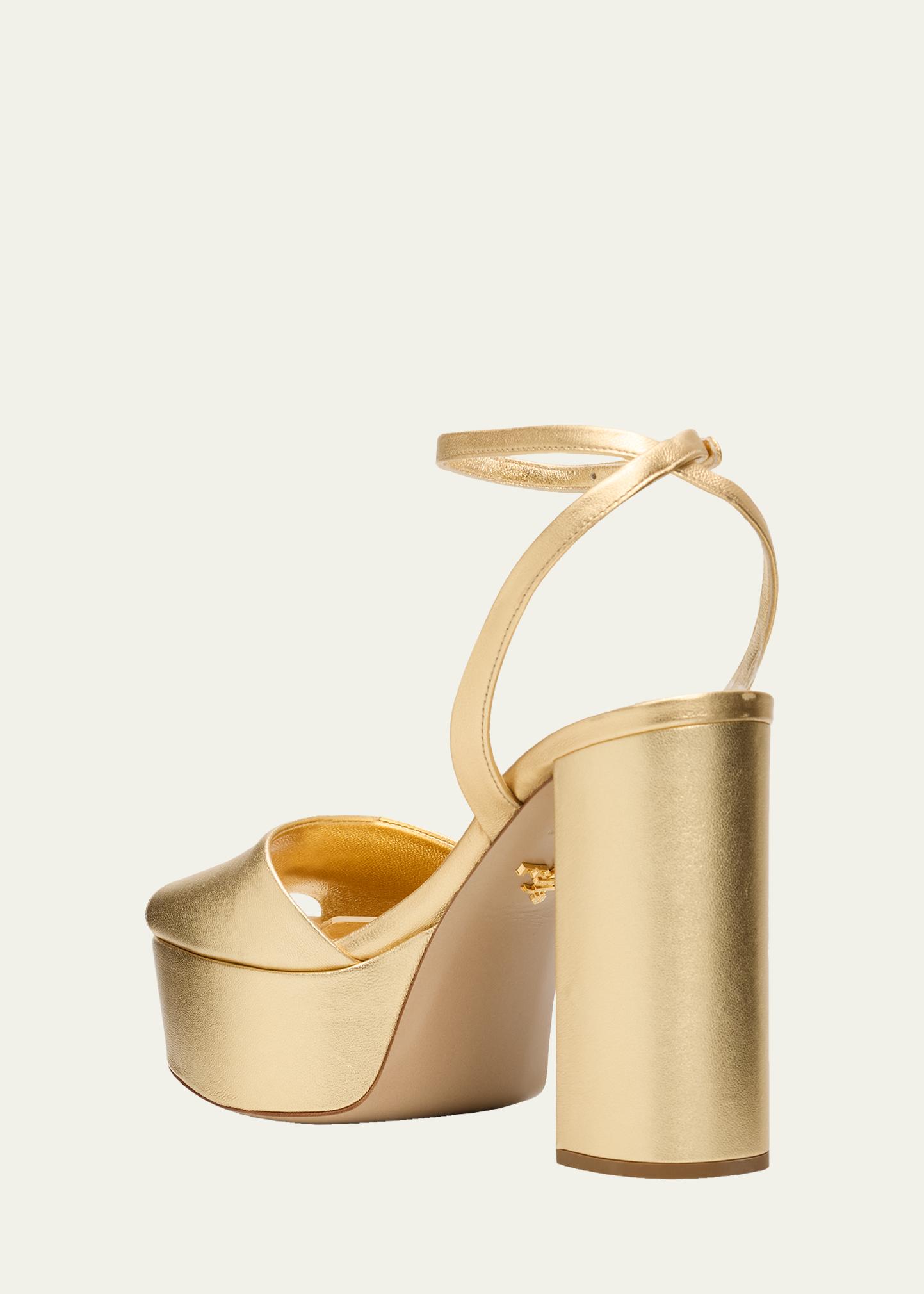Prada スクエアトゥ サテンイエローミュール 37メ Prada 115mm Metallic Leather Platform Sandals - Bergdorf Goodman