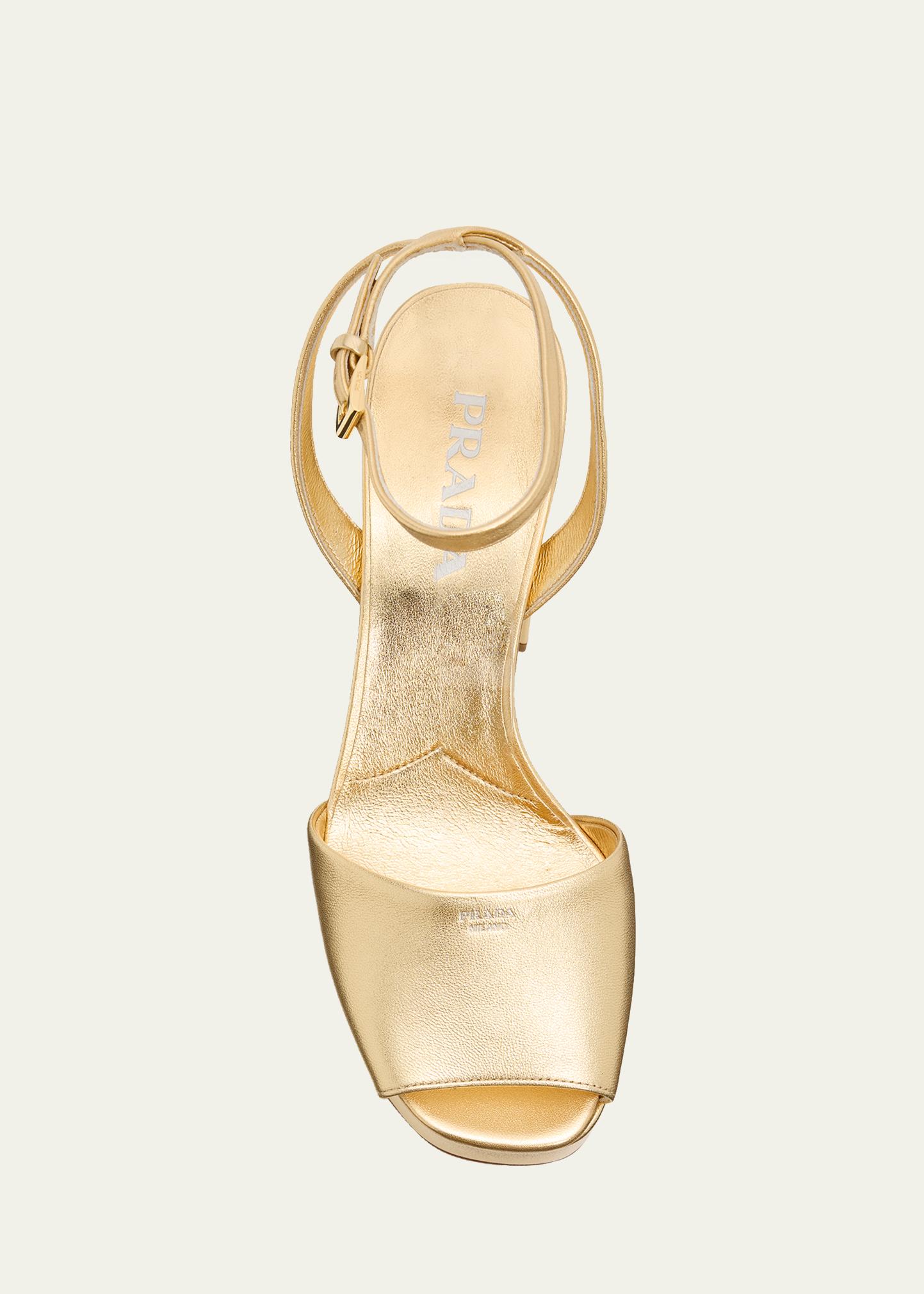 Prada 115mm Metallic Leather Platform Sandals - Bergdorf Goodman