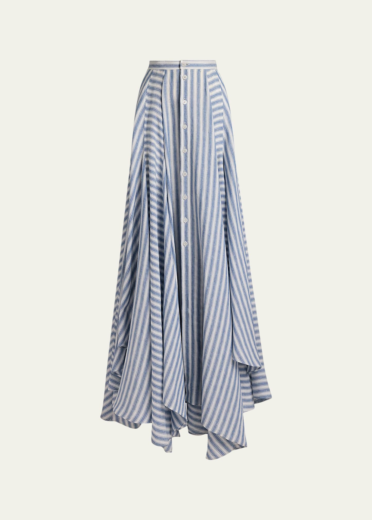 Ralph Lauren Collection Alternating Lines Umbrella Linen Skirt
