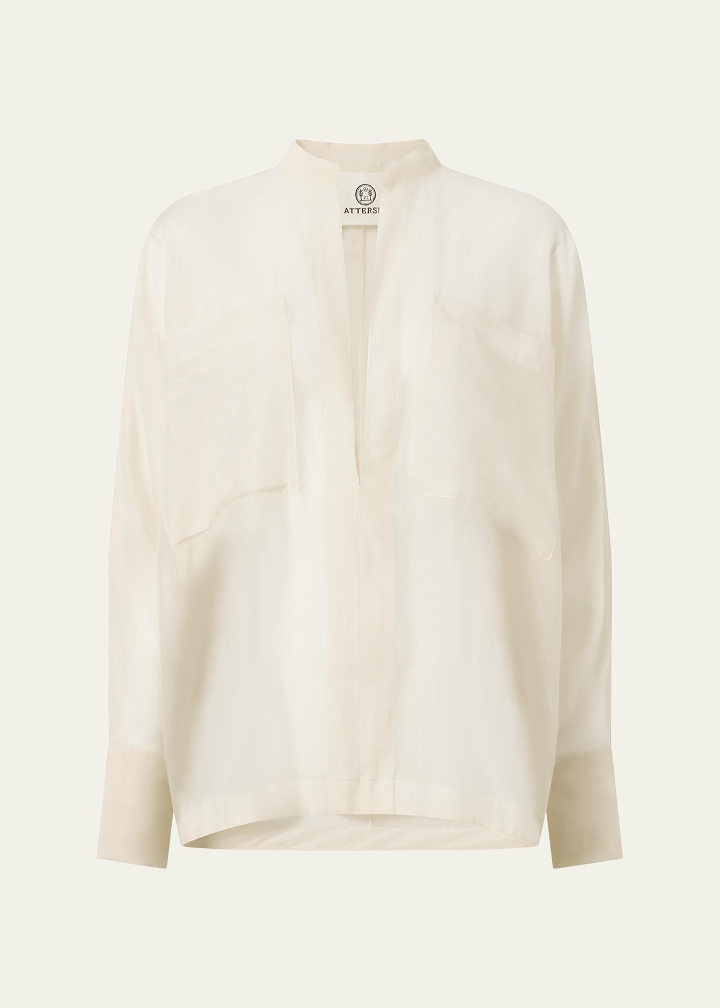 Attersee Sheer Cotton Voile Oversized Utility Shirt - Bergdorf Goodman