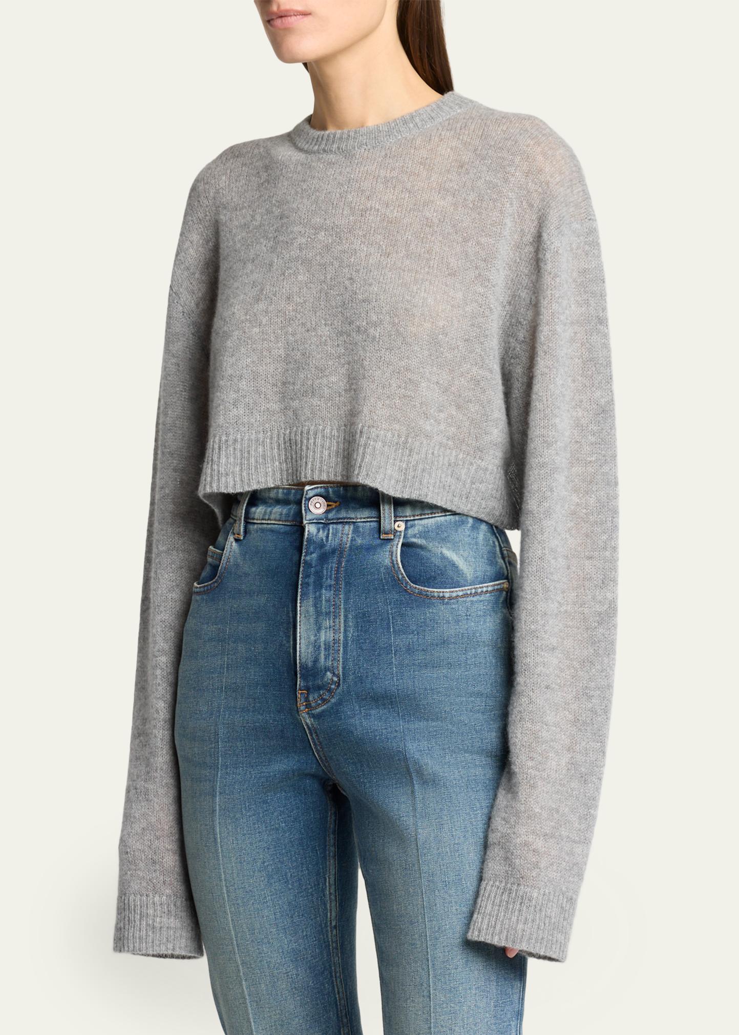 Balenciaga Cashmere Open-Knit Crop Sweater - Bergdorf Goodman