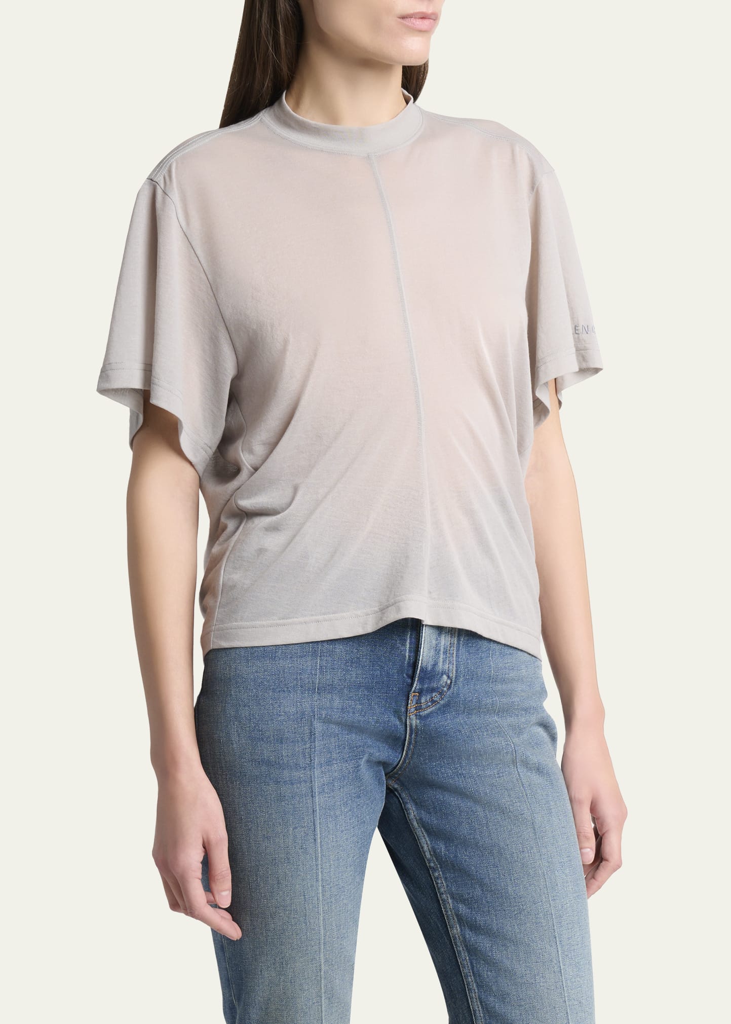 Balenciaga Transparent Jersey Draped T-Shirt - Bergdorf Goodman