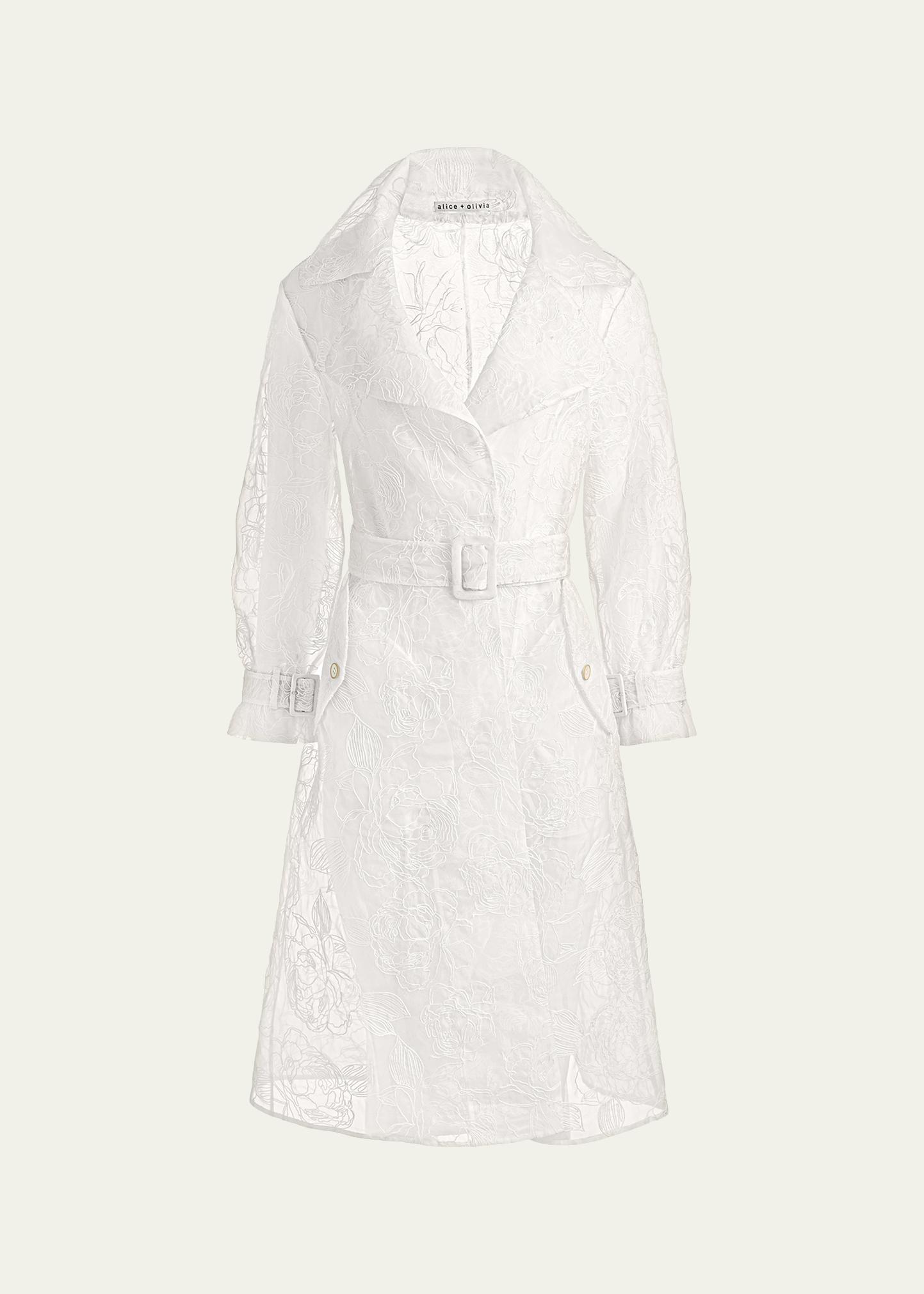 ALICE + OLIVIA Nevada Embroidered Sheer Trench Coat - Bergdorf Goodman