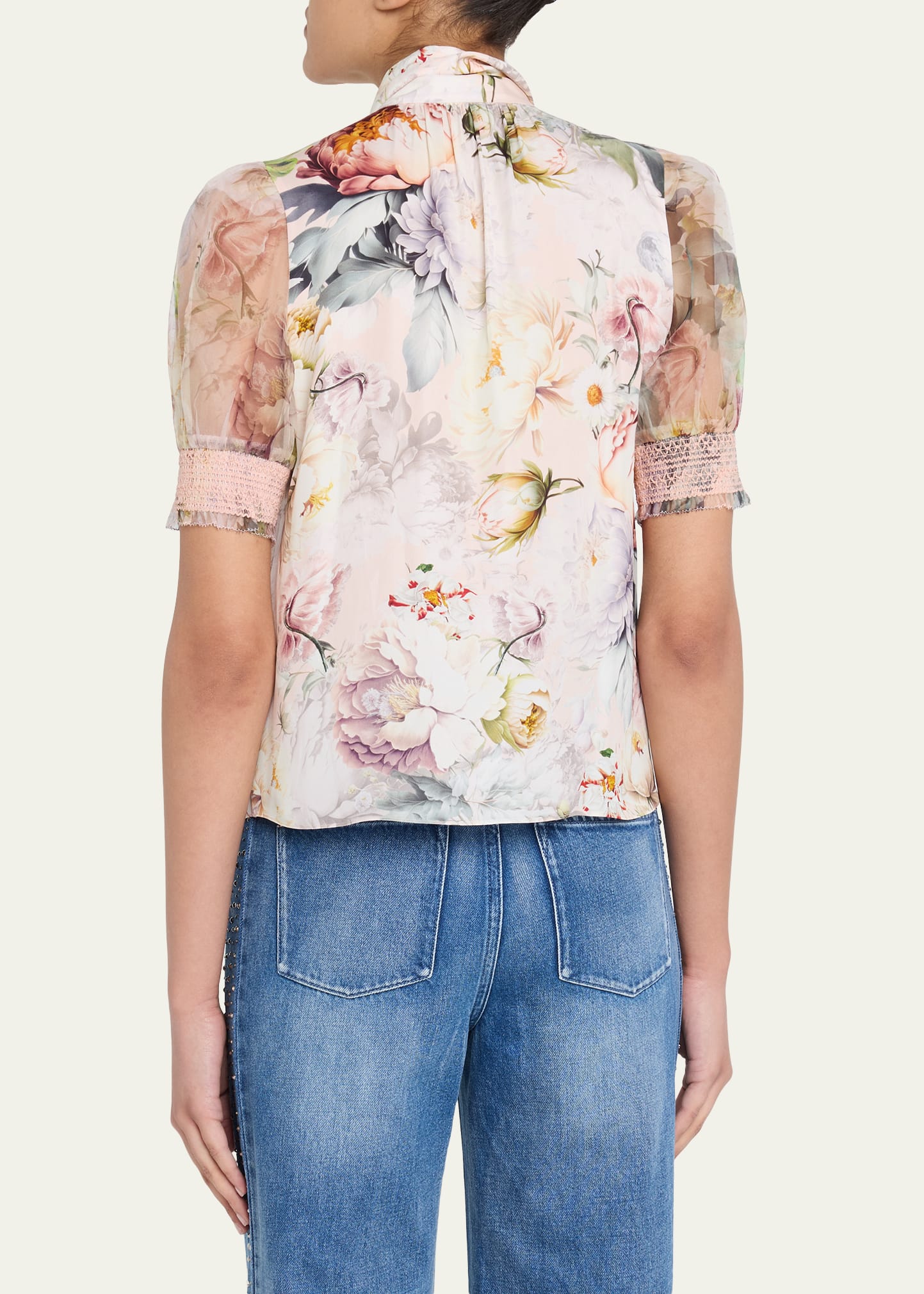 ALICE + OLIVIA Brentley Floral Tie-Neck Blouse - Bergdorf Goodman
