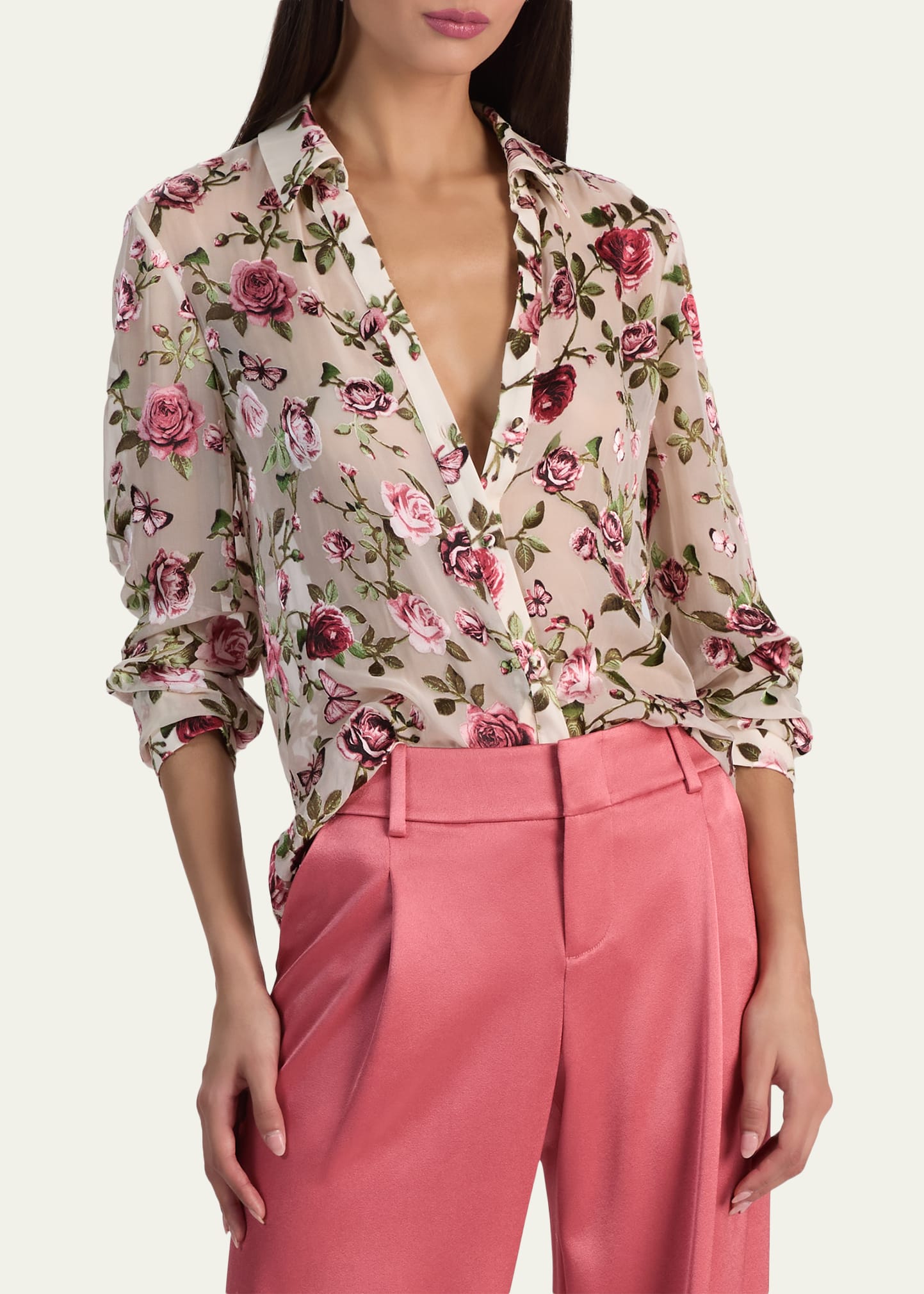 ALICE + OLIVIA Eloise Button-Front Blouse - Bergdorf Goodman