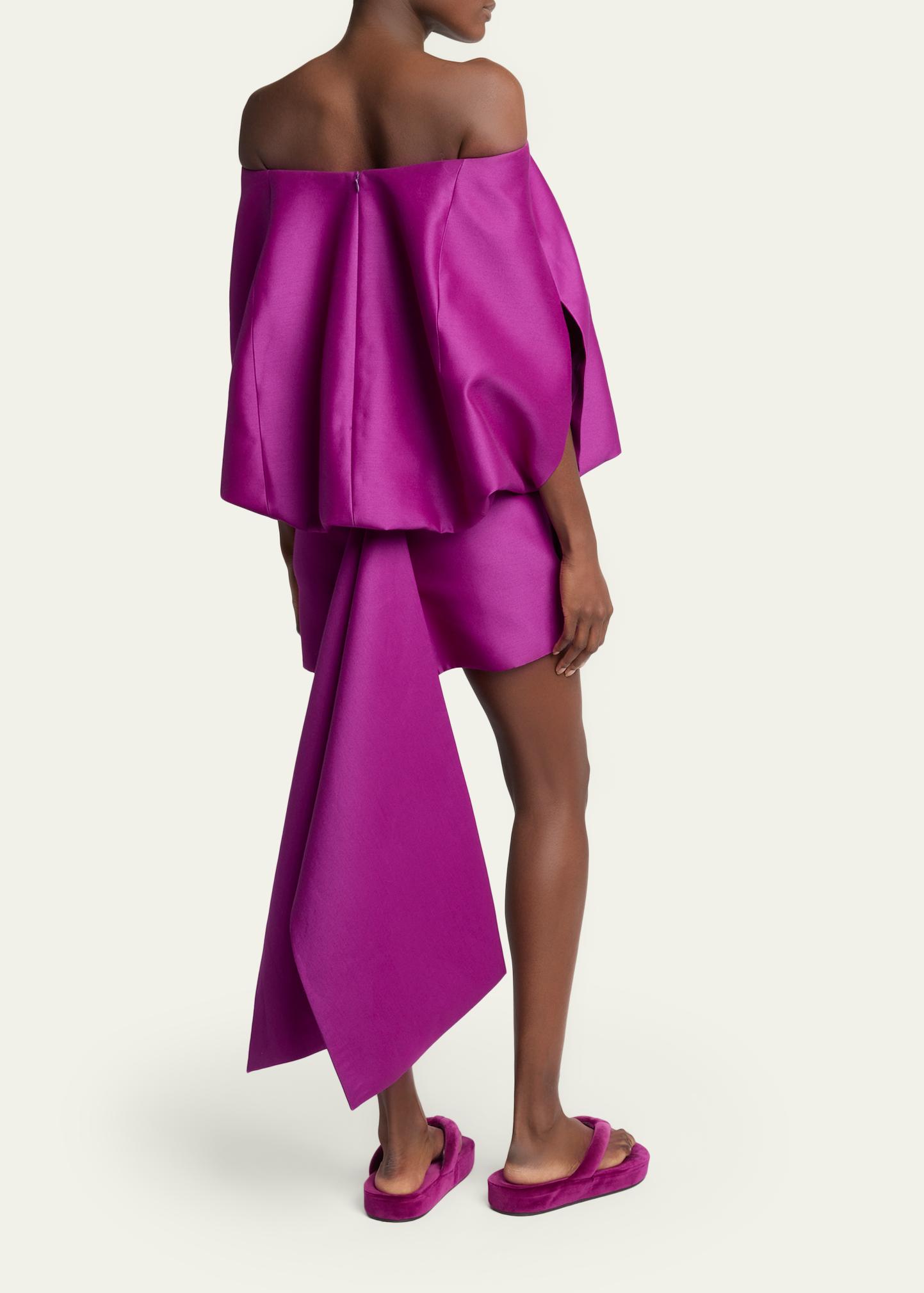 balenciaga hot pink dress Off-The-Shoulder Balloon Mini Fashion
