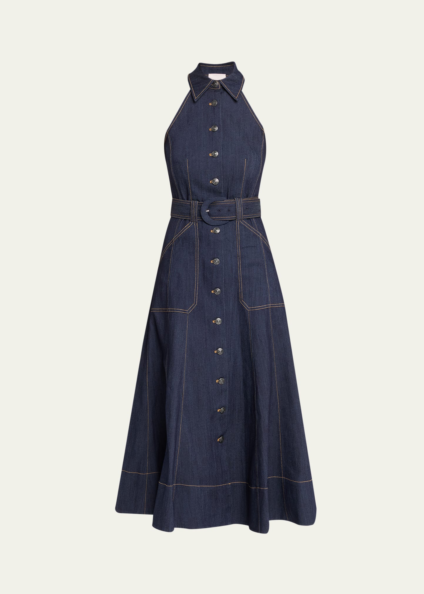 Cinq a Sept Adina Belted Denim Midi Dress - Bergdorf Goodman