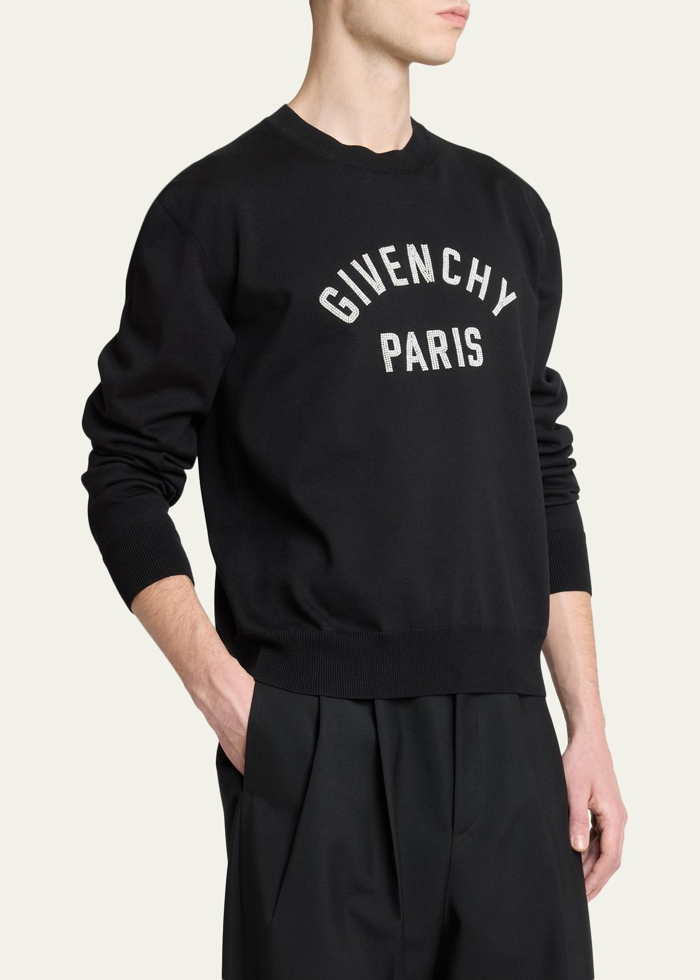 Givenchy Men's Embroidered Logo Cotton Crewneck Sweater - Bergdorf