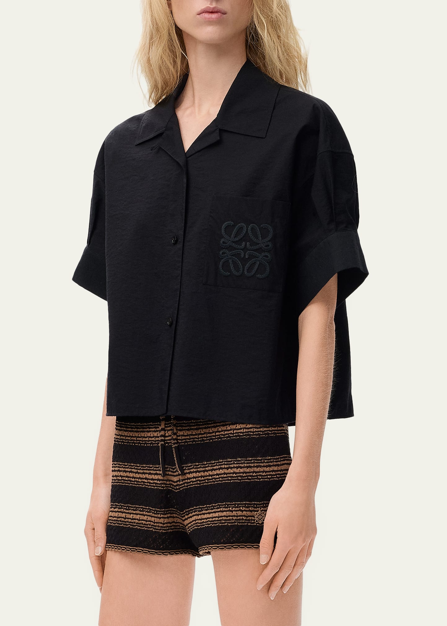 Loewe x Paula's Ibiza Anagram Short-Sleeve Button-Down Shirt