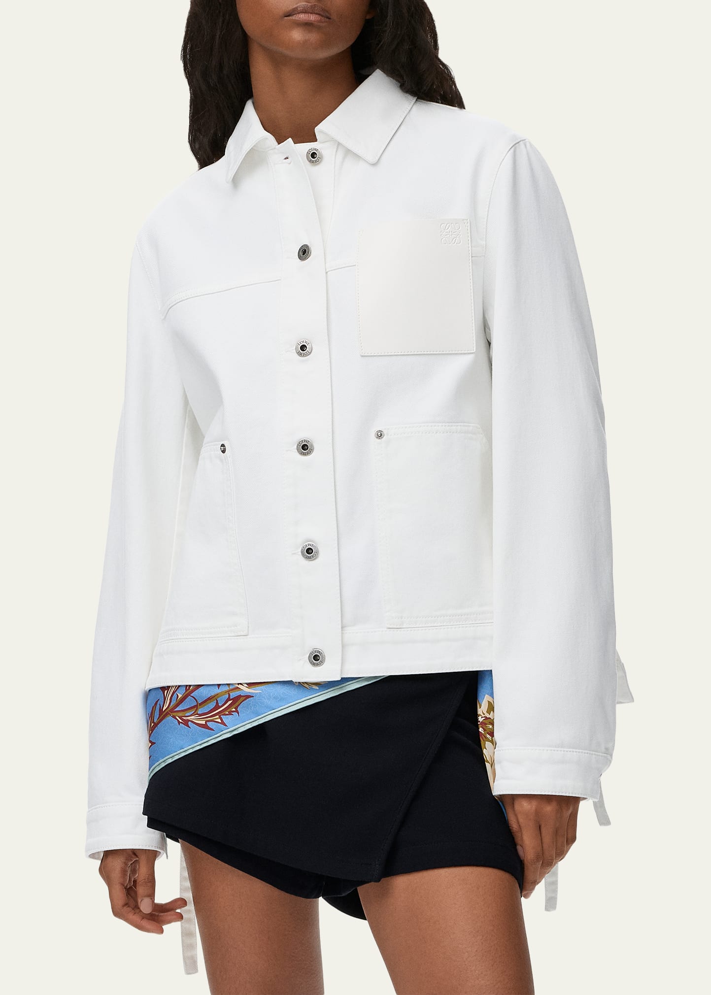 Loewe x Paula's Ibiza Leather-Pocket Denim Workwear Jacket