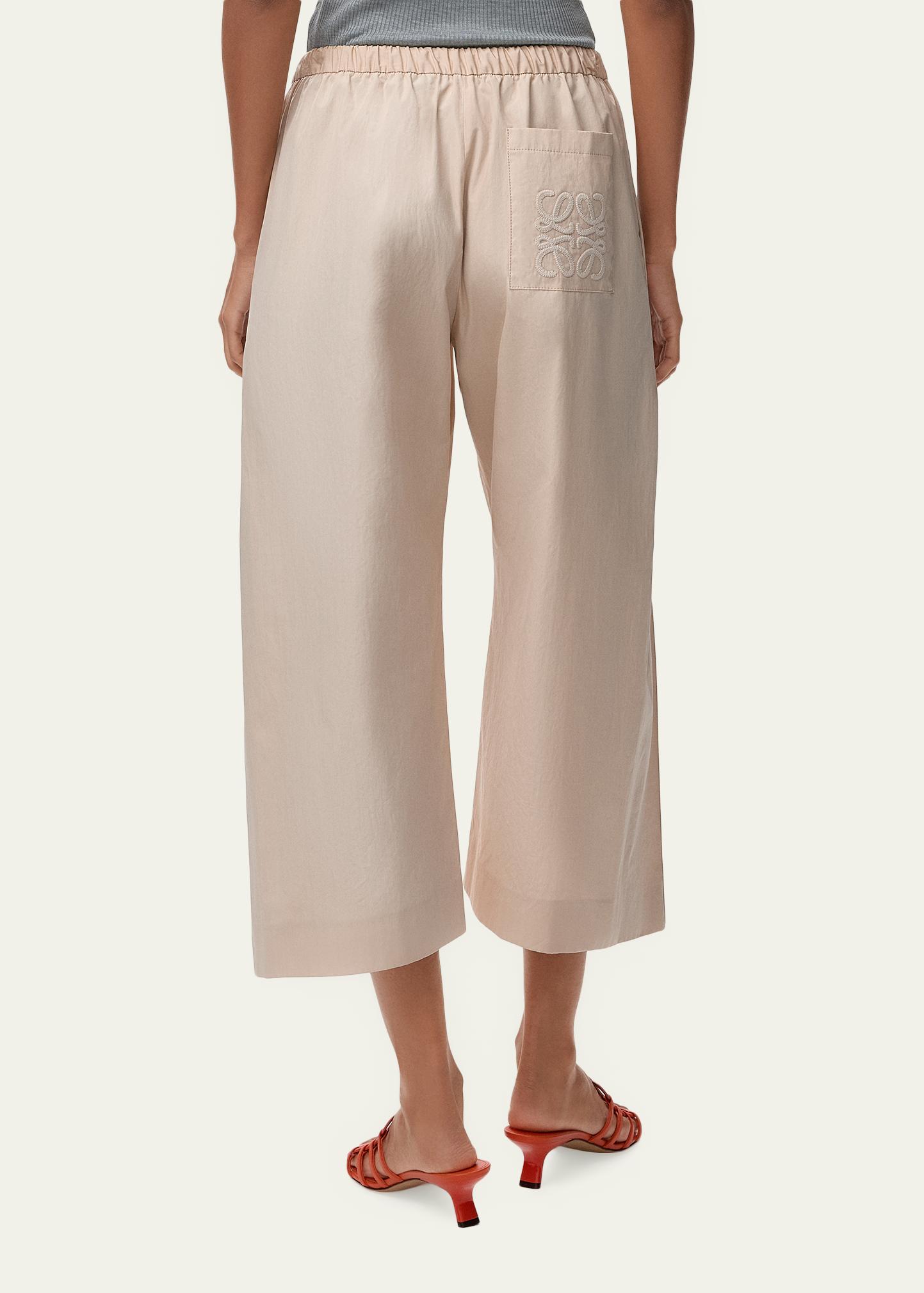 LOEWE x Paula's Ibiza Pleated Wide-Leg Crop Drawstring Pants