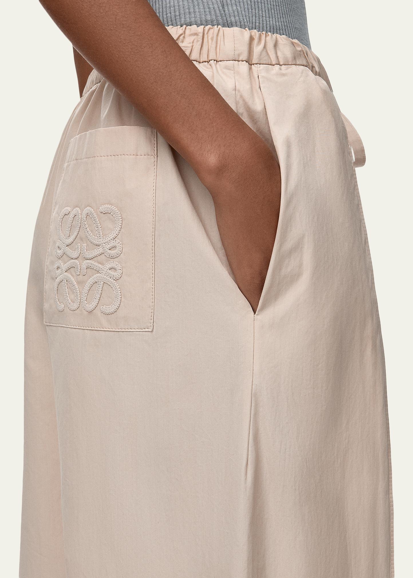 LOEWE x Paula's Ibiza Pleated Wide-Leg Crop Drawstring Pants