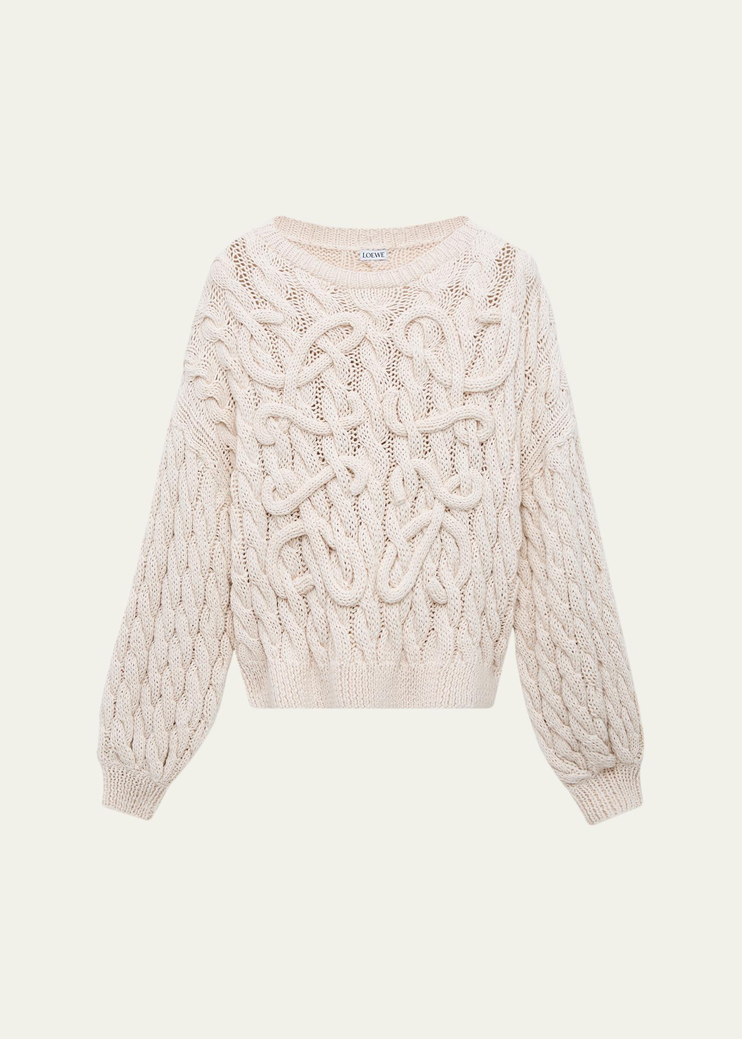 LOEWE x Paula's Ibiza Anagram Cable-Knit Sweater - Bergdorf Goodman