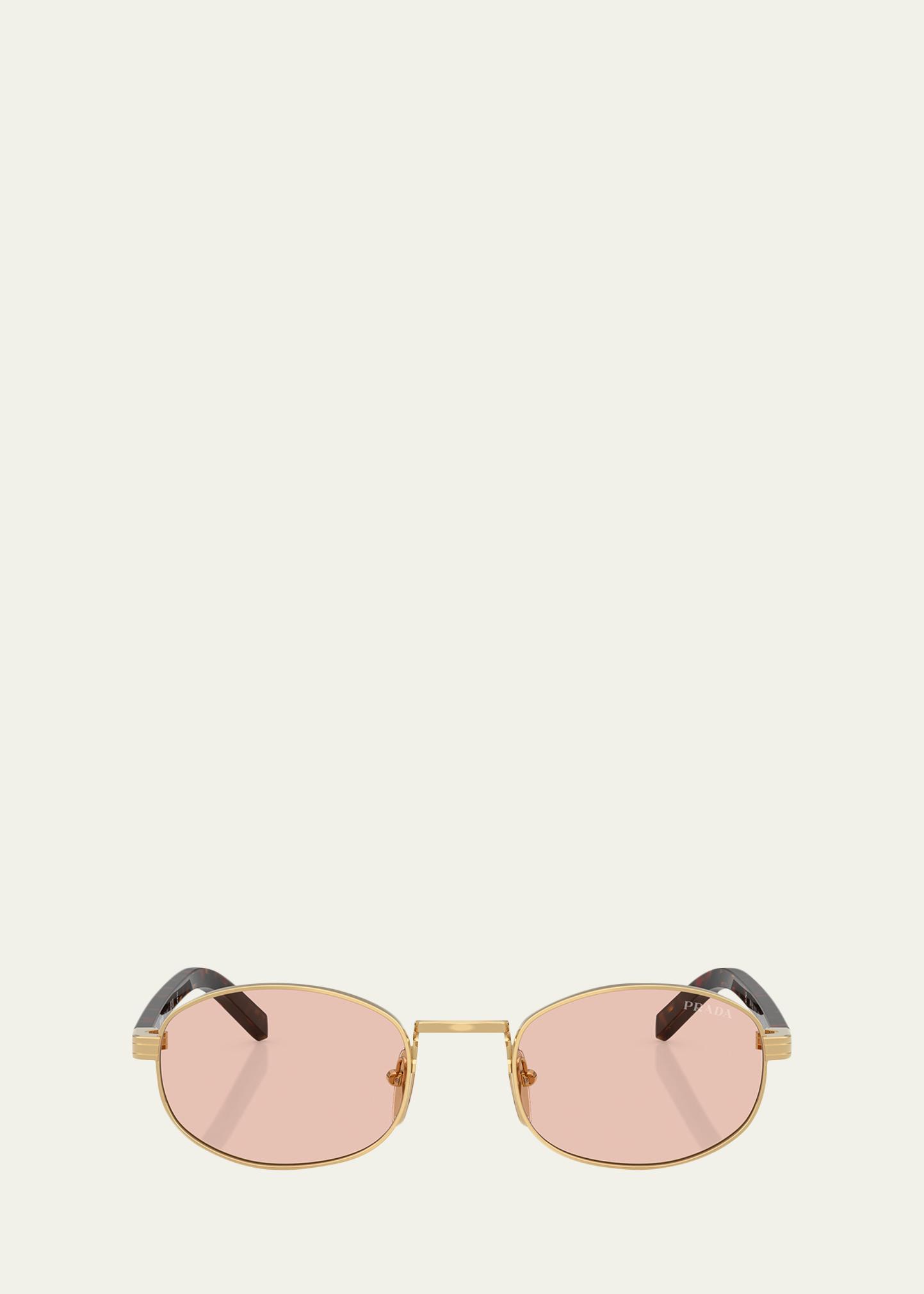 Prada PR B53S Steel Oval Sunglasses - Bergdorf Goodman