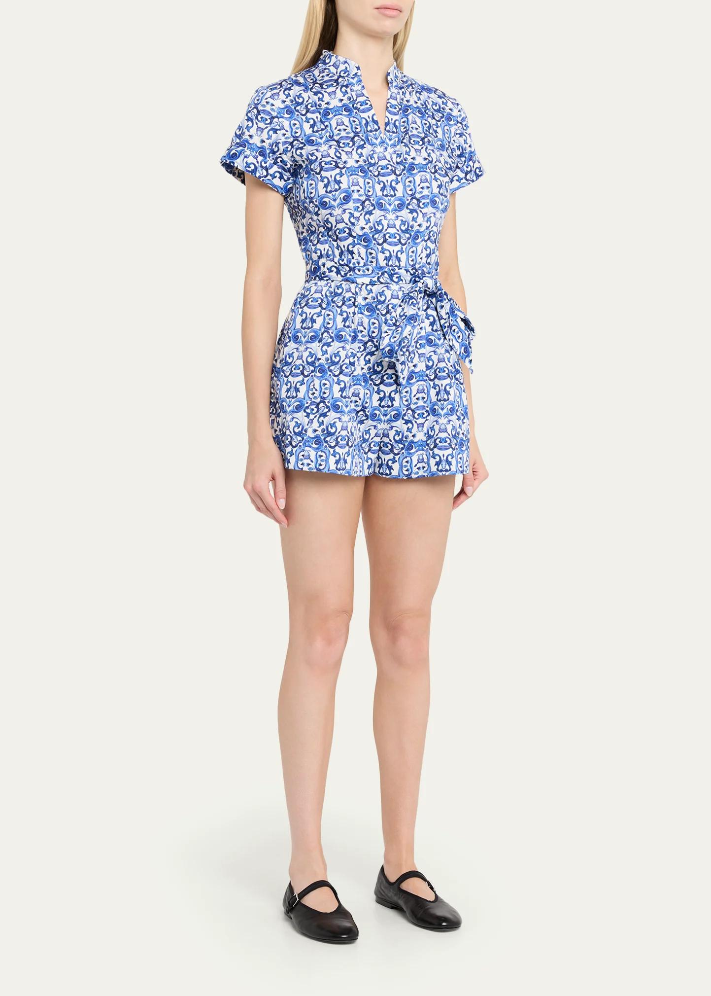 ALICE + OLIVIA Lucy Roll-Sleeve Romper - Bergdorf Goodman